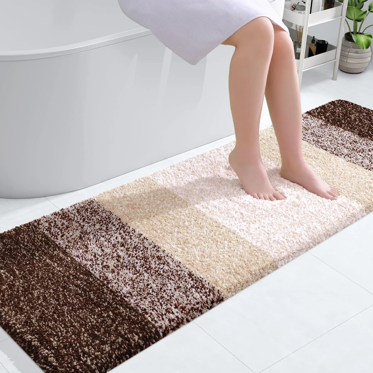 OLANLY Alfombras de baño de 59 x 20 Pulgadas, alfombras de baño de Microfibra Extra Suave y Absorbente, Parte Trasera de Goma, Secado rápido, Lavables a máquina, para Suelo de baño, bañera y Ducha