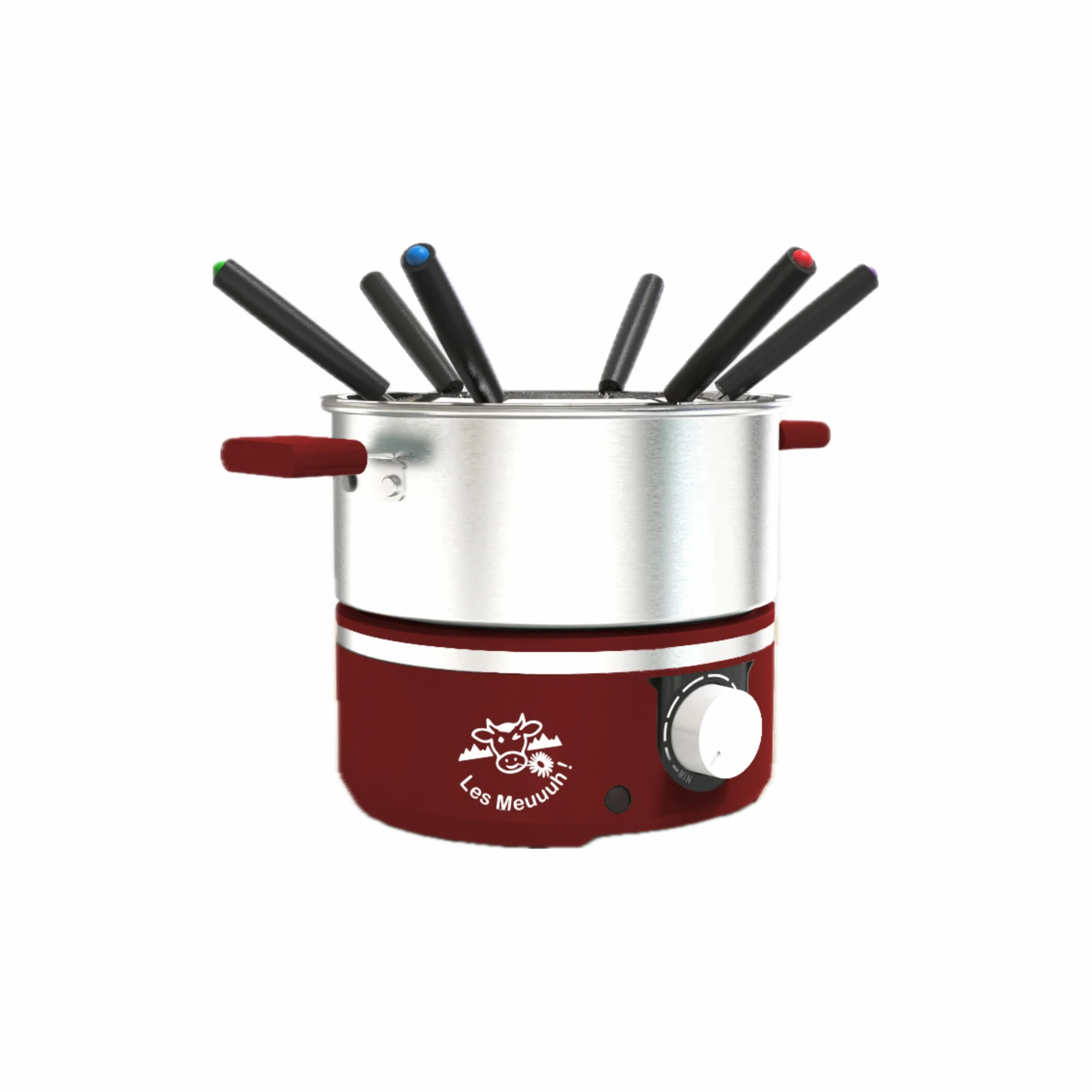 LITTLE BALANCE 8962 Little Fondue Meuuuh...!, dispositivo de fondue para 6 personas, sartén de acero inoxidable, apto para inducción, 1,8 litros, 650 W, chile