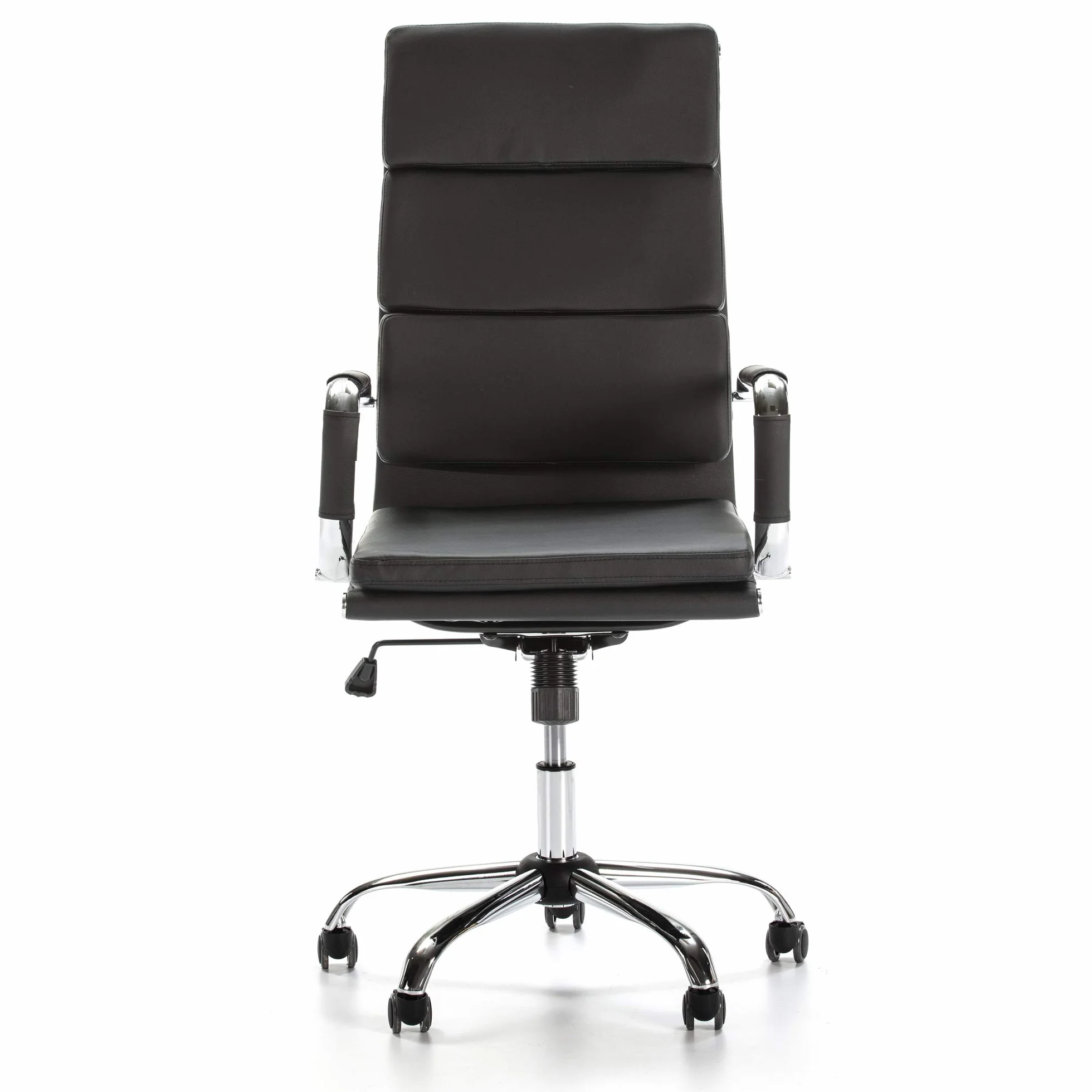 VS Venta-stock Sillón de Oficina Morgan reclinable Negro, Piel sintética, Silla ejecutiva con reposacabezas y conjín engrosados, Altura Ajustable, Diseño ergonómico