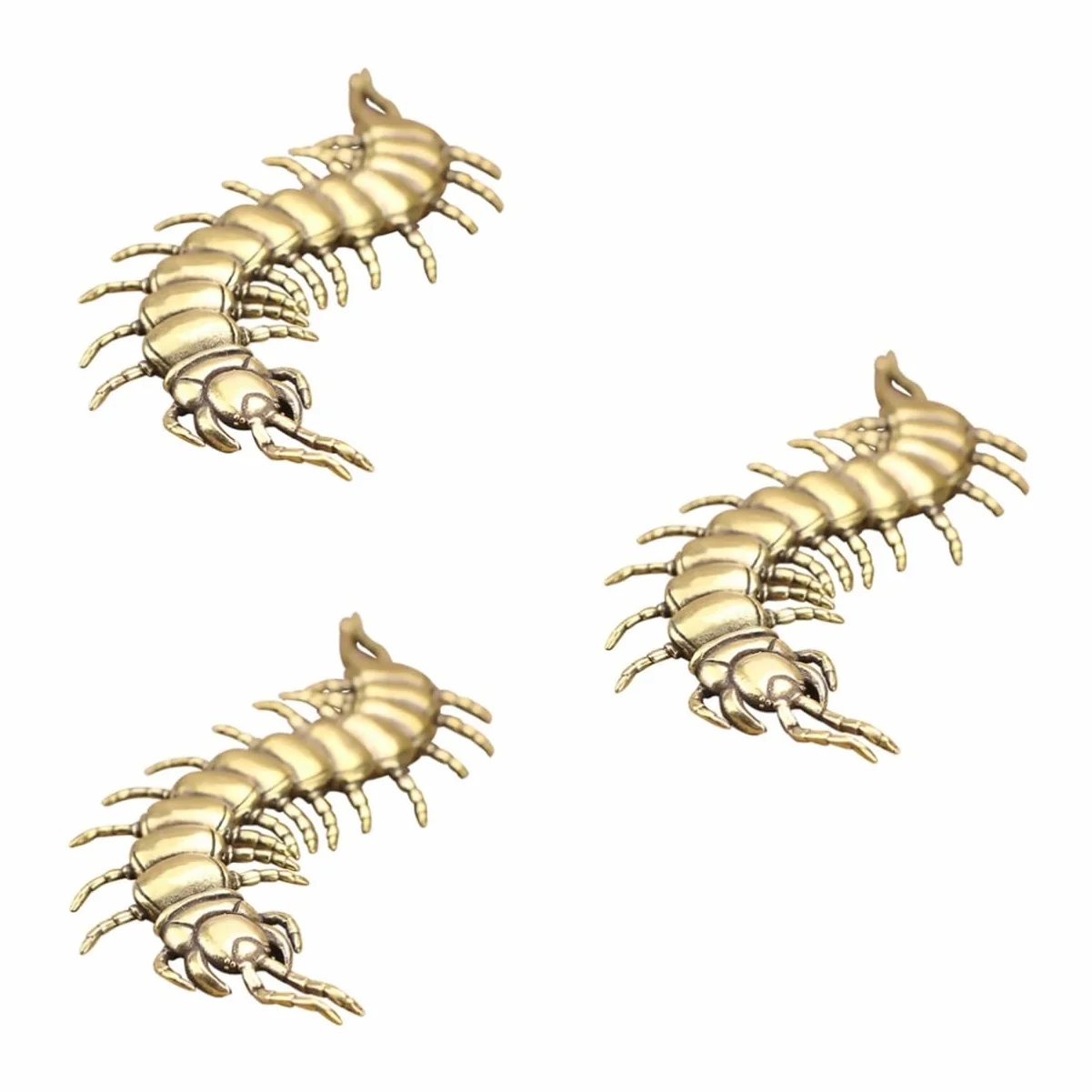 Cabilock Juguetes 3 Piezas Adorno de ciempiés Cosas de Broma Mascota de té decoración Bandeja de té Mascota artesanías de Mascotas de té de latón pequeña Adornos Accesorios Decorar