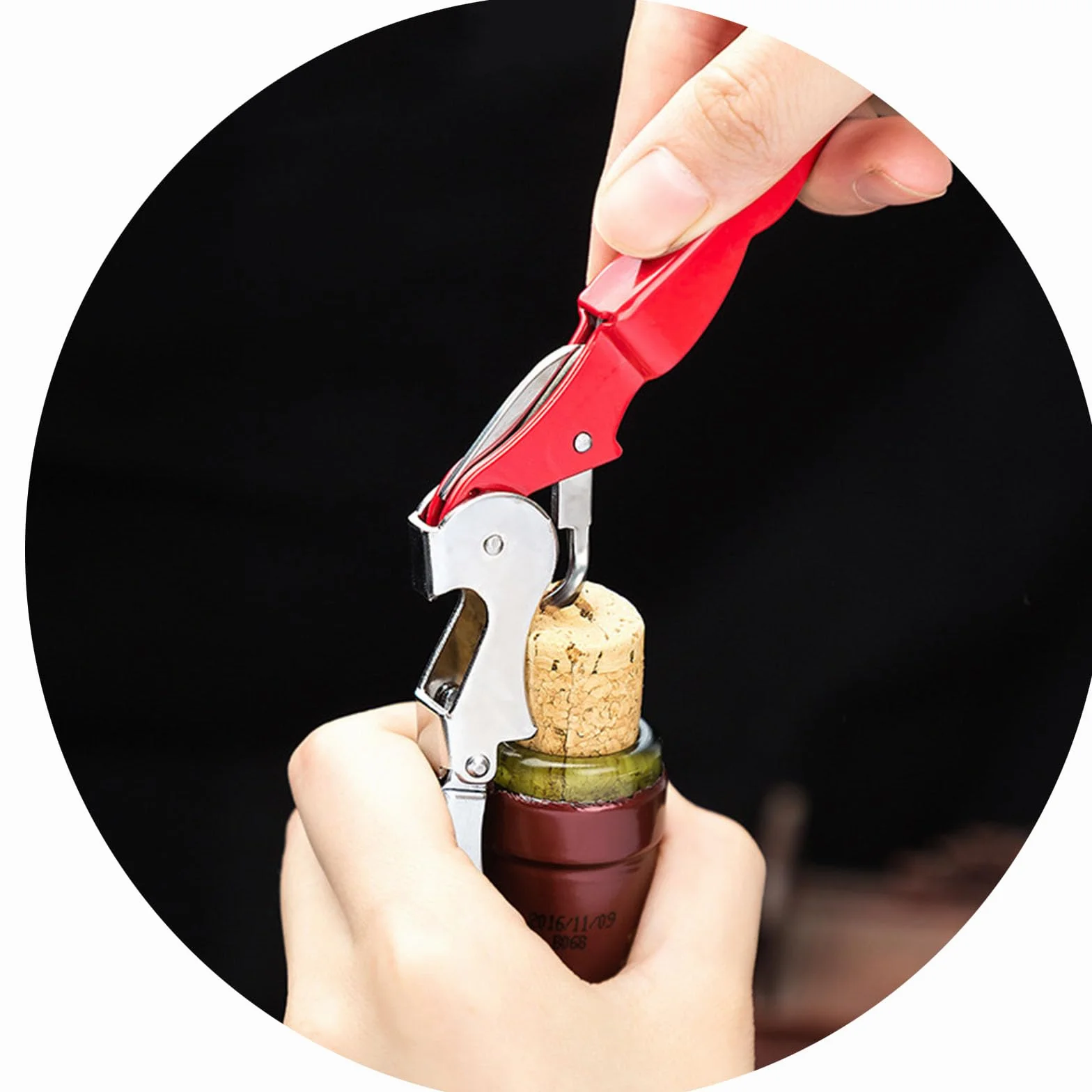 Abridor de Botellas de Acero Inoxidable, Llave de Vino, Sacacorchos de Camarero (10, Negro)