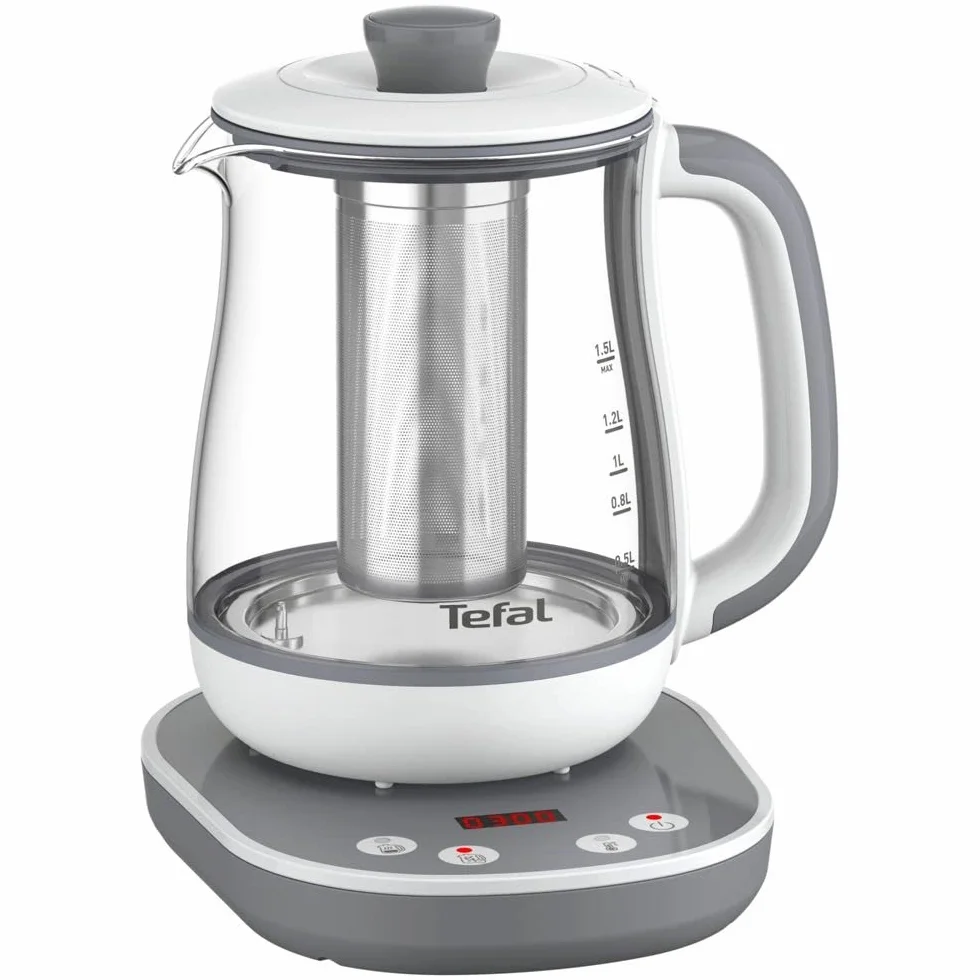 TEFAL BJ551B10 Tastea Machine a the en verre 1,5 L, 8 reglages, Panier a the amovible acier inoxydable, Maintien au chaud, Base