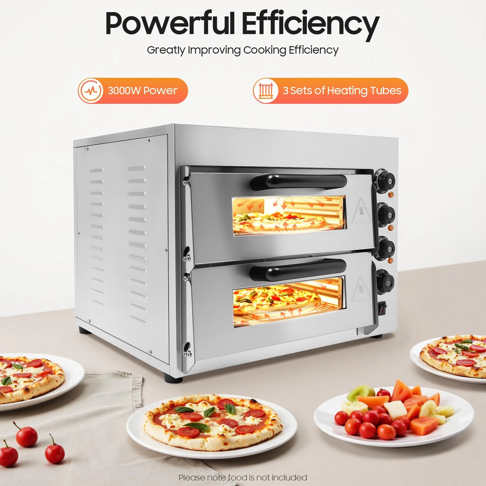 Horno de pizza eléctrico, horno de pizza de doble capa 3000W Mini Horno de Pizza Eléctrico, Horno De Pizza Para La Restauración, 50-350℃ Gastro Horno de Piedra