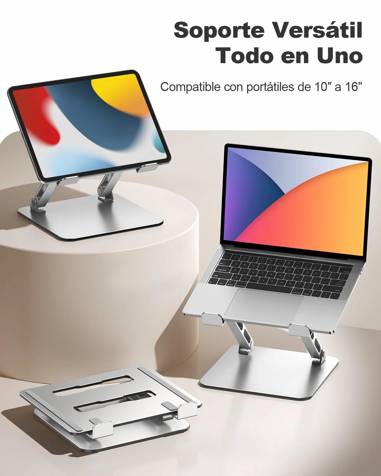 Babacom Soporte Portatil Mesa Refrigeración Laptop Stand Ergonómico Doble Varilla Ajustable Elevador 10-15.6" Portátiles