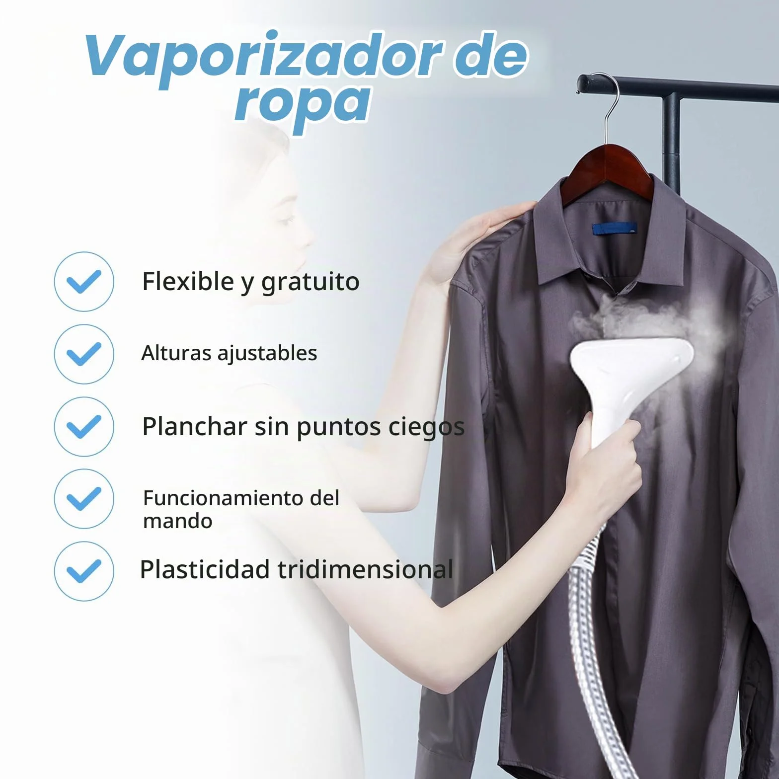 Plancha Vertical Vapor,2000W Plancha de Vapor,Ferro a Vapor Vertical | Depósito de 2.5 L, 45g/min,Altura ajustable, Elimina Arrugas y Funciona en Todos Los Tejidos
