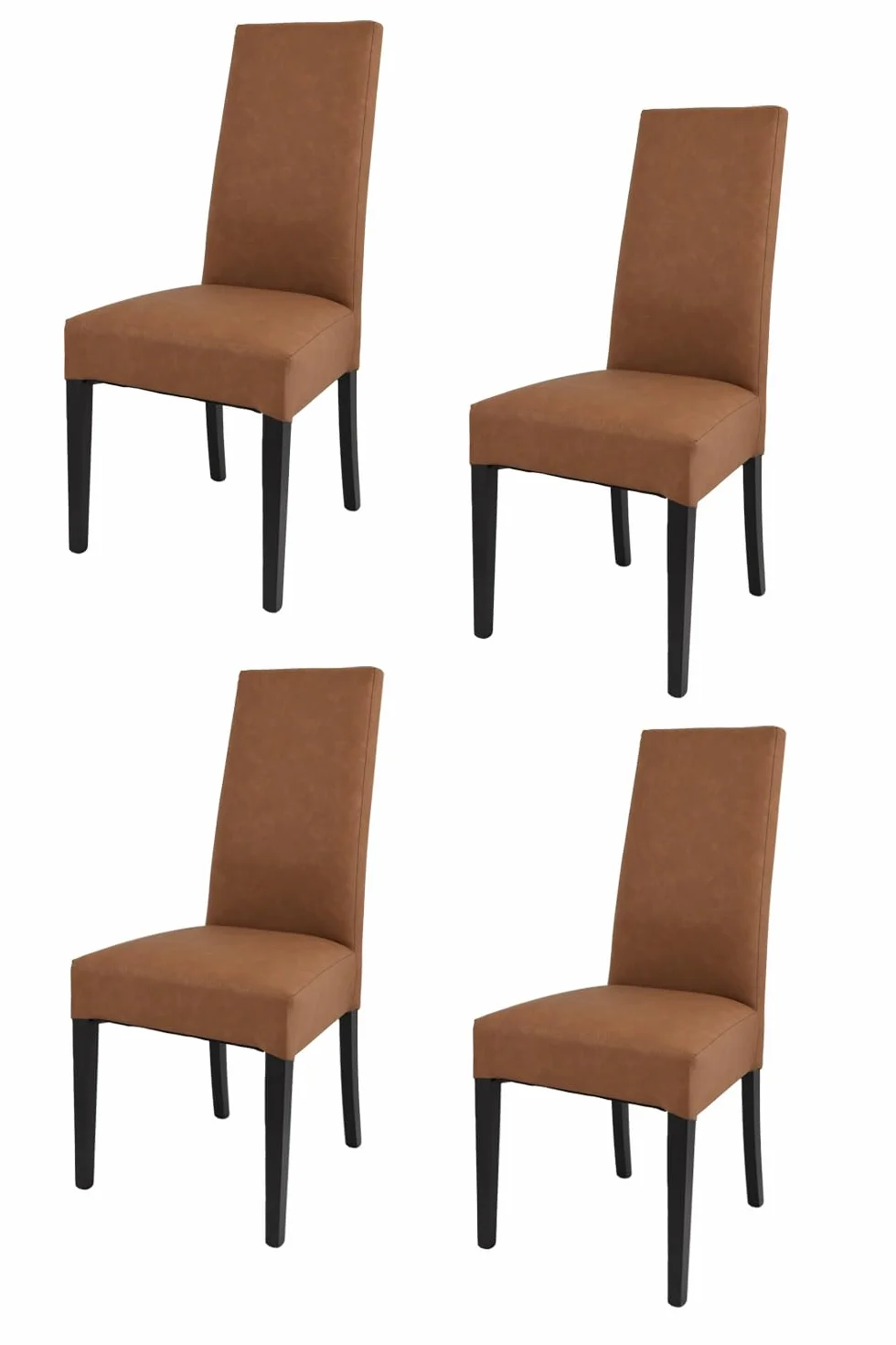 t m c s Tommychairs - Set 4 sillas Luisa para Cocina, Comedor, Bar y Restaurante, solida Estructura en Madera de Haya Color wengué y Asiento tapizado en Polipiel Color Cuero