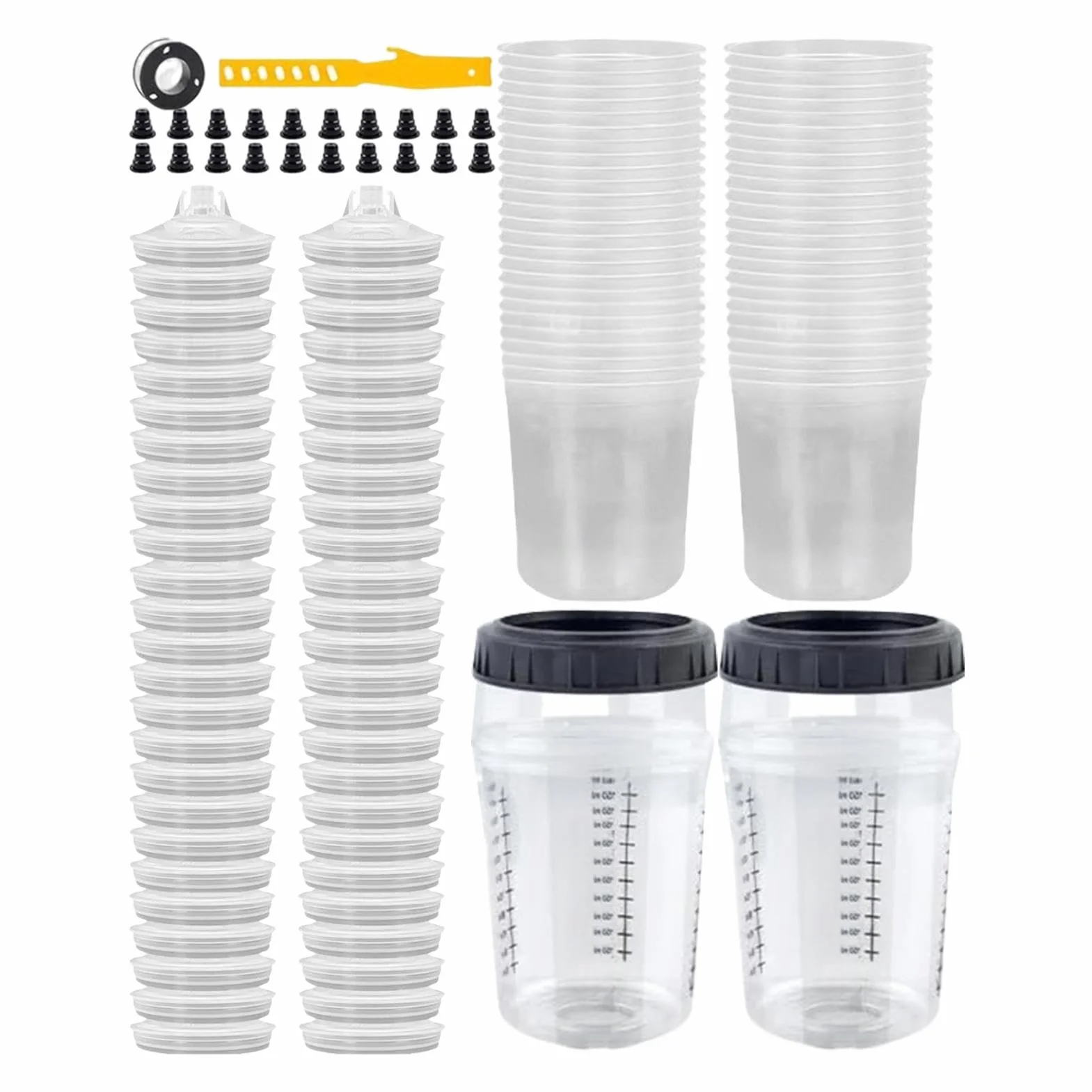 Vaso mezclador de pintura – Juego de recipientes mezcladores de 6 onzas, soporte de pintura transparente, suministros multifuncionales para manualidades, modelos de reparación de coches, modificación