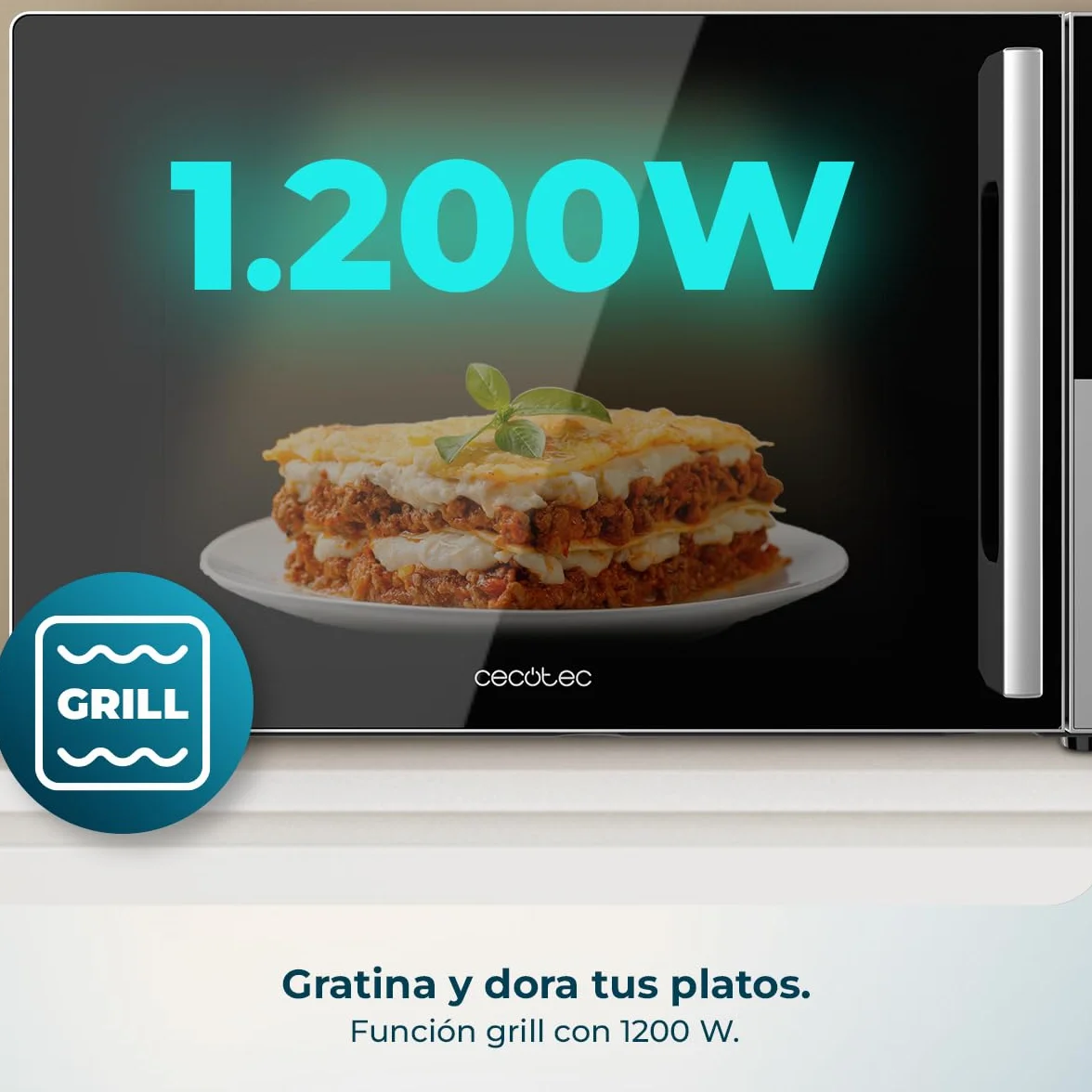 Cecotec Microondas Digital Táctil con Grill 25L Convection 2500 Touch 900W Grill 1200W Convección 2200W 8 Programas