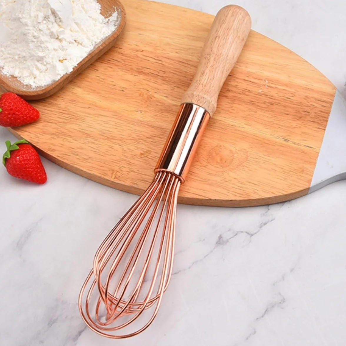 Varillas Cocina Espumador De Leche Batidora De Cocina For Cocinar Batidora De Mano Batidora De Leche Batidora De Huevos con Mango De Roble Manual Batidora De Leche(Pink,16inch)