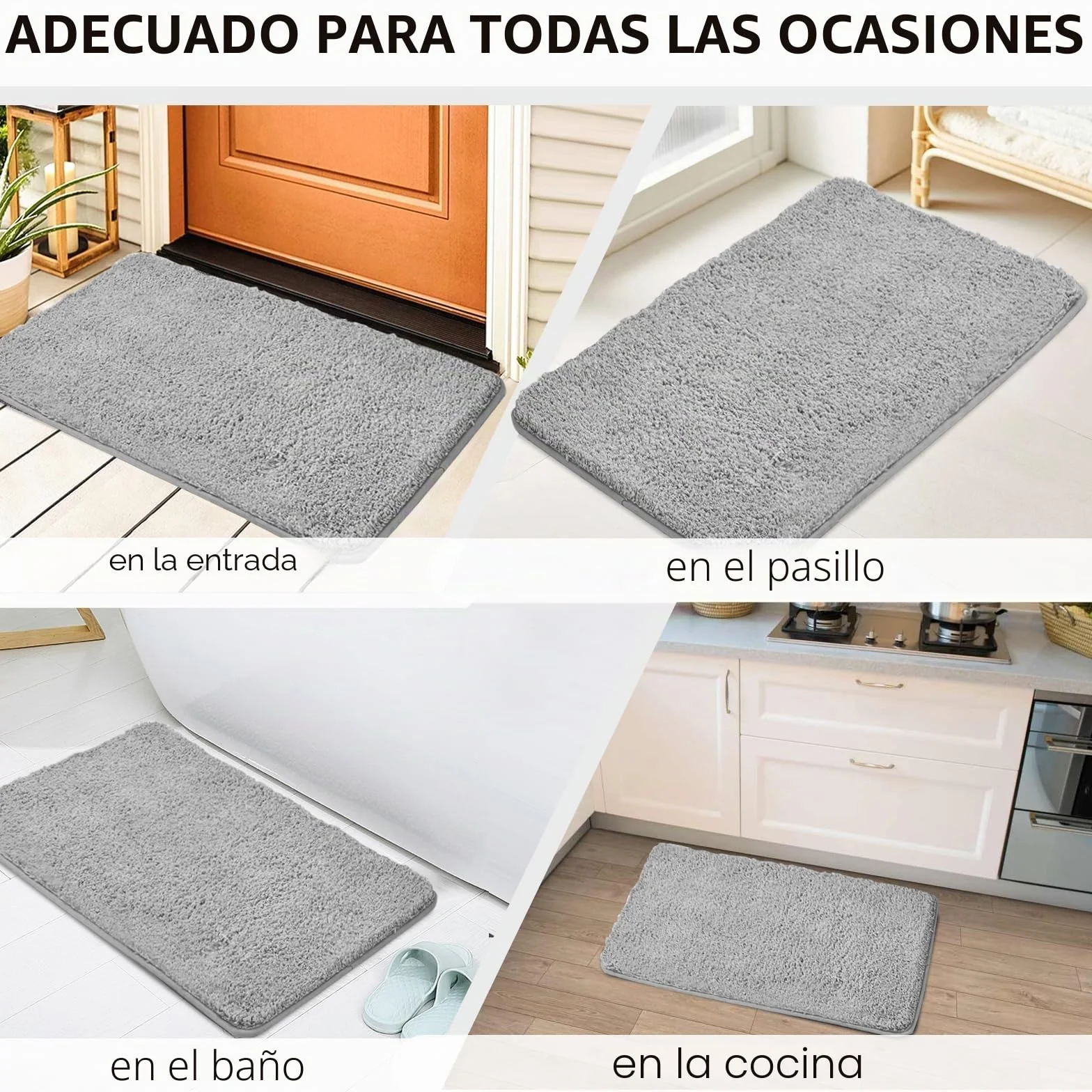 Alfombra de Baño Antideslizante 40x60 cm Microfibra Gris Oscuro