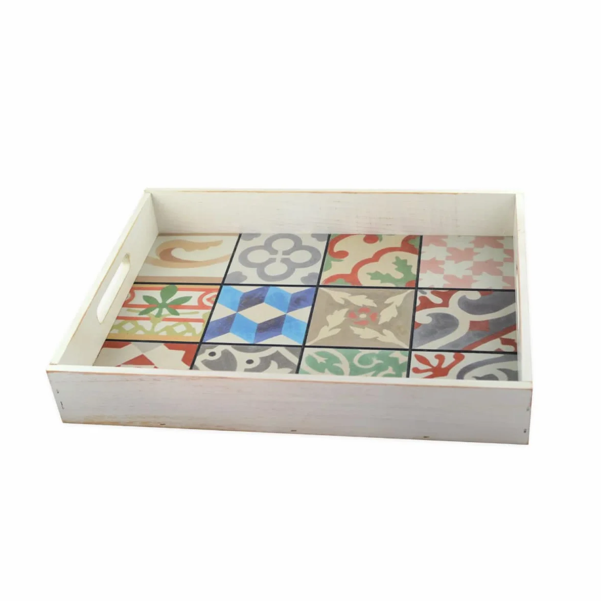 Bandeja para Servir Comida con Asas - Rectangular con Base Hidráulica - 45 x 36 x 7 cm - Ideal para Aperitivo y Desayuno en la Cama - Fabricada en España - Hostelnovo