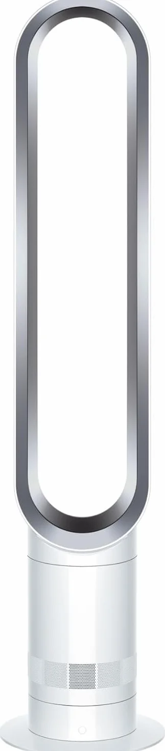 Dyson Cool AM07 - Ventilador de pie para dormitorio, mando a distancia, 100 cm, 9 horas temporizador, silencioso, 48 dB, ahorro de energía, blanco/plateado