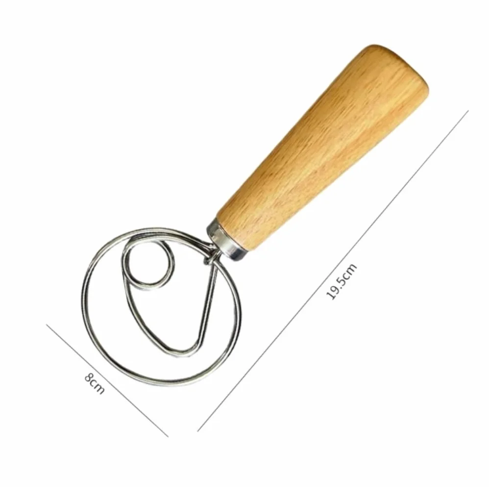 Batidor Varillas Cocina Batidor De Huevos Con Mango De Roble, Batidor Manual De Polvo, Mezclador De Harina, Bobina De Masa De Acero Inoxidable, Varilla Agitadora, Herramientas De Cocina Barillas Batir