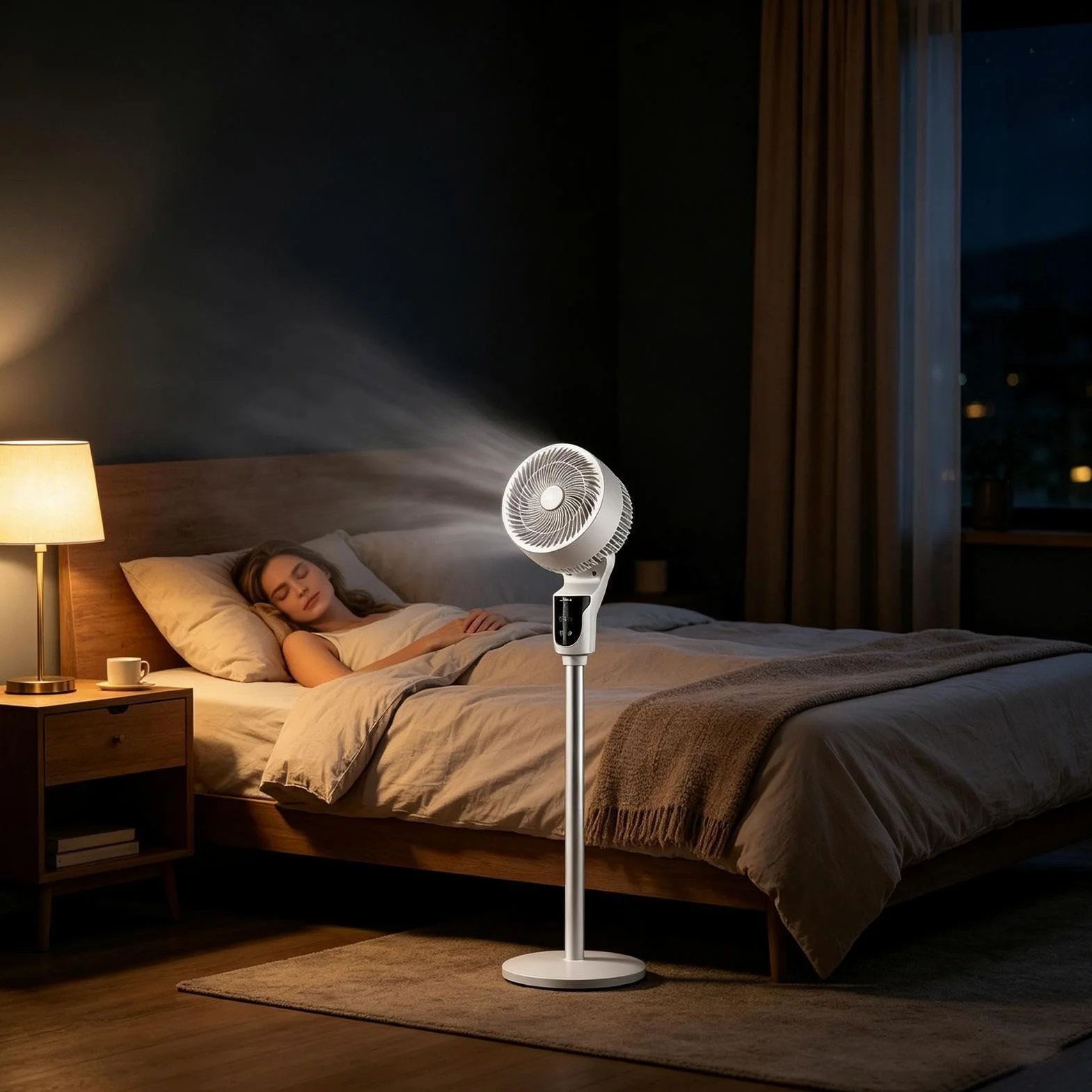 Ventilador Vertical Altura Ajustable Ventilador | Circulador De Aire Silencioso Con Mando A Distancia Para Escritorio Cocina Dormitorio Suelo Habitación Hogar