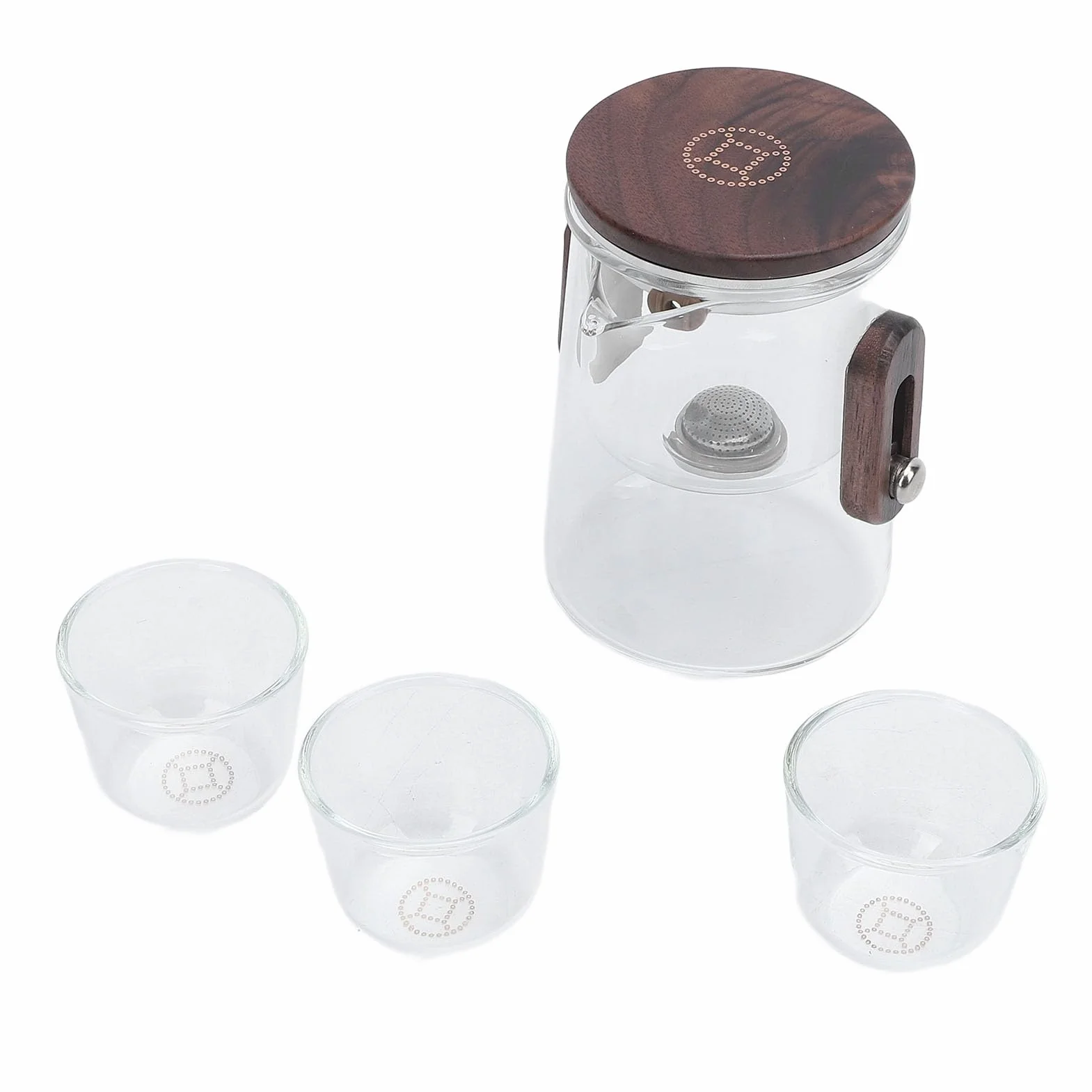Qcwwy Tetera de Vidrio de Borosilicato con Filtración Magnética Infusor Resistente Al Calor de 330 Ml para Preparar té Al Aire Libre en la Oficina en Casa Incluye 3 Tazas