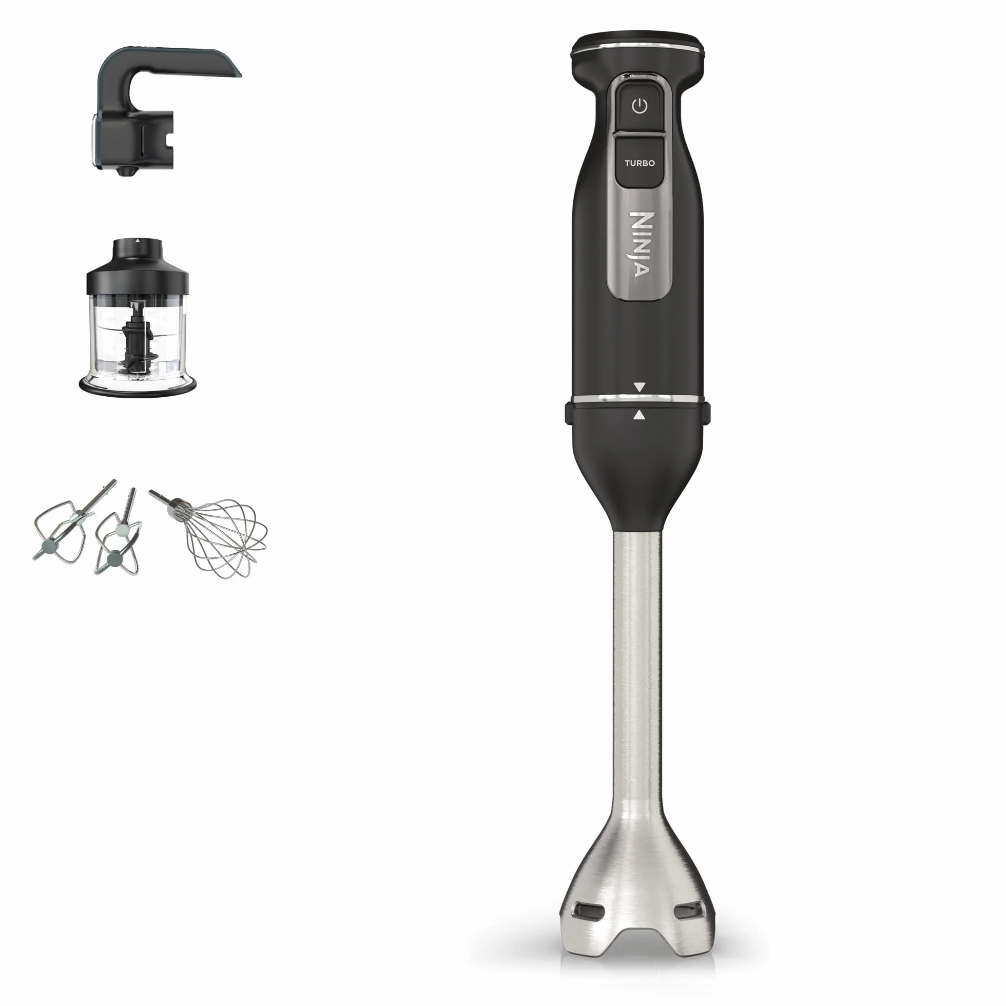 Ninja Foodi Batidora de mano 3 en 1, 850 W, 2 velocidades de batido y 5 velocidades de mezclado para picar, mezclar, amasar, batir y más, piezas aptas para lavavajillas, en negro, CI100EU