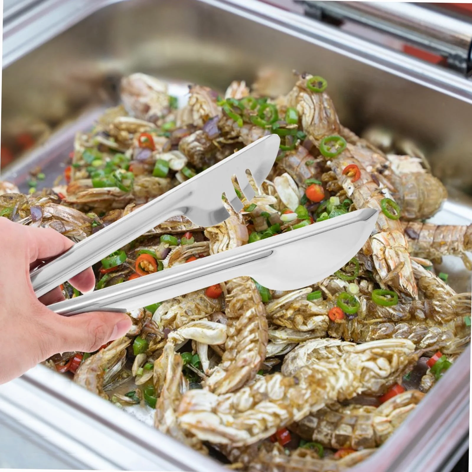 18 piezas Utensilios de Acero Inoxidable para Servir con Pinzas de Ensalada Cucharas Ranuradas y Cucharas para Buffet Resistentes y Fáciles de Limpiar para Bodas Restaurantes y