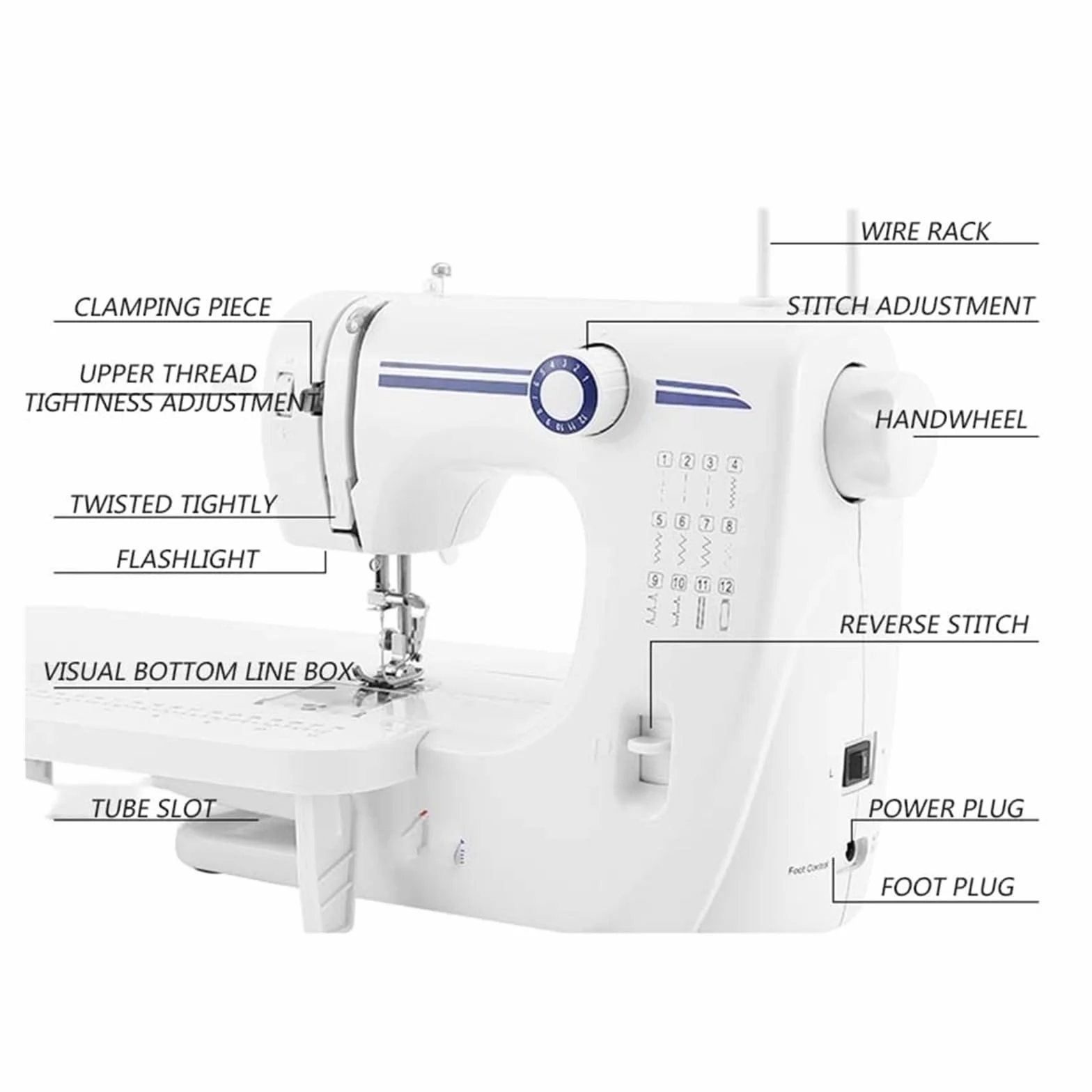 Máquina De Coser Doméstica Portátil UFR-608A, Mini Multifunción 6V/9W, Gruesa Con Pedal Eléctrico