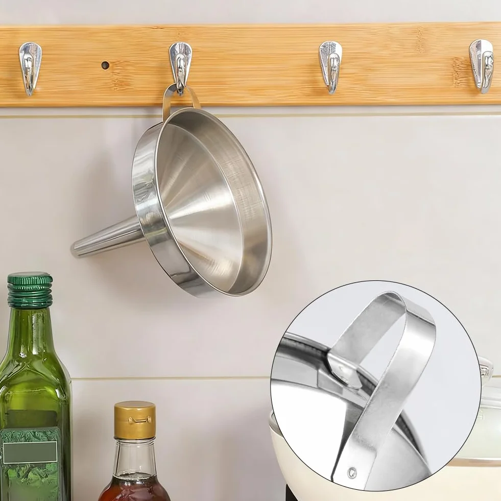 Embudo de Cocina de Acero Inoxidable 4.4 Pulgada con Asa para Llenar Botellas