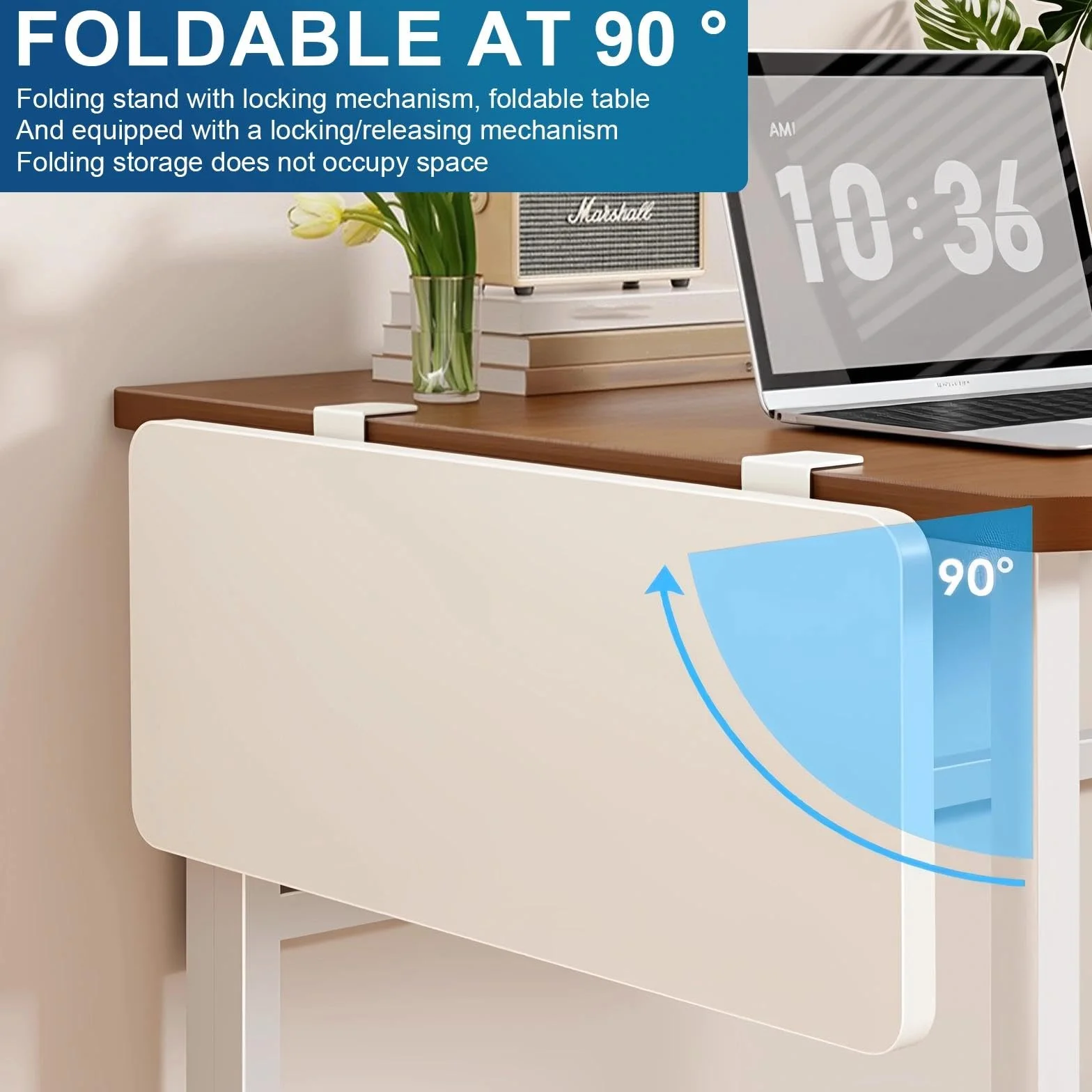 Soporte de Extensión de Escritorio Plegable Ajustable con Pinza en C para Teclado, Blanco
