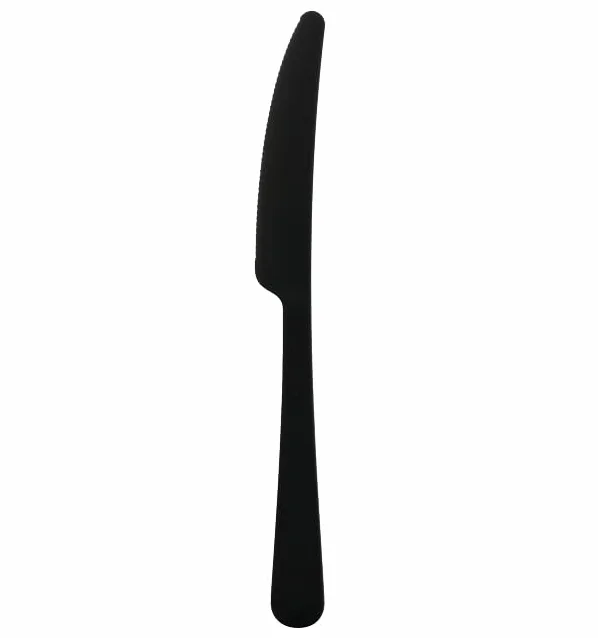 200 Cuchillos Reutilizable Durable PP Mineral "Plus", Cubiertos de Plástico, Color Negro, Cuchillos de Plástico, 19,8cm, Robusto y Reutilizable