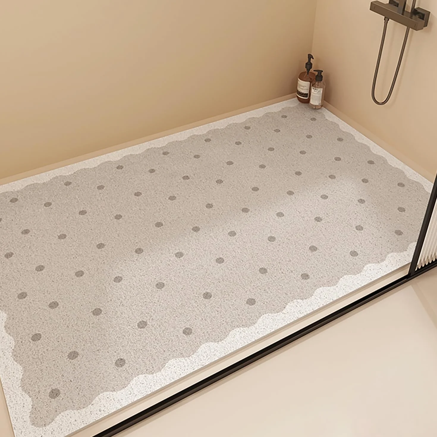 Alfombra Ducha Antideslizante 80x110cm,Alfombrilla Bañera de Loofah,Alfombrilla Ducha con Orificios de Drenaje,Alfombra Bañera Antideslizante Sin Ventosas,Gris