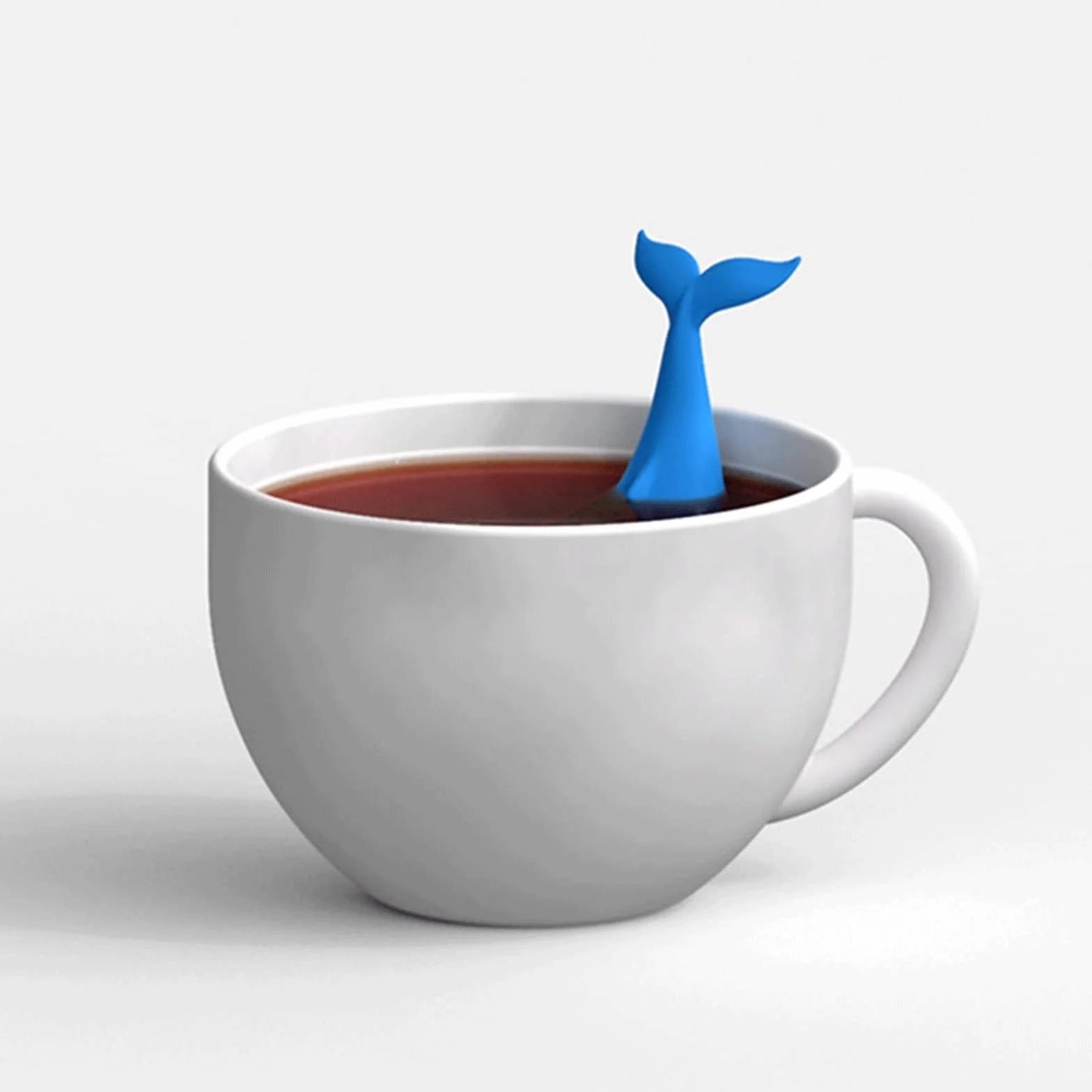 Colador de té lindo para hacer té, colador de té a granel, sabor a hierbas, filtro de silicona, difusor de té, juego de té en forma de ballena y tetera
