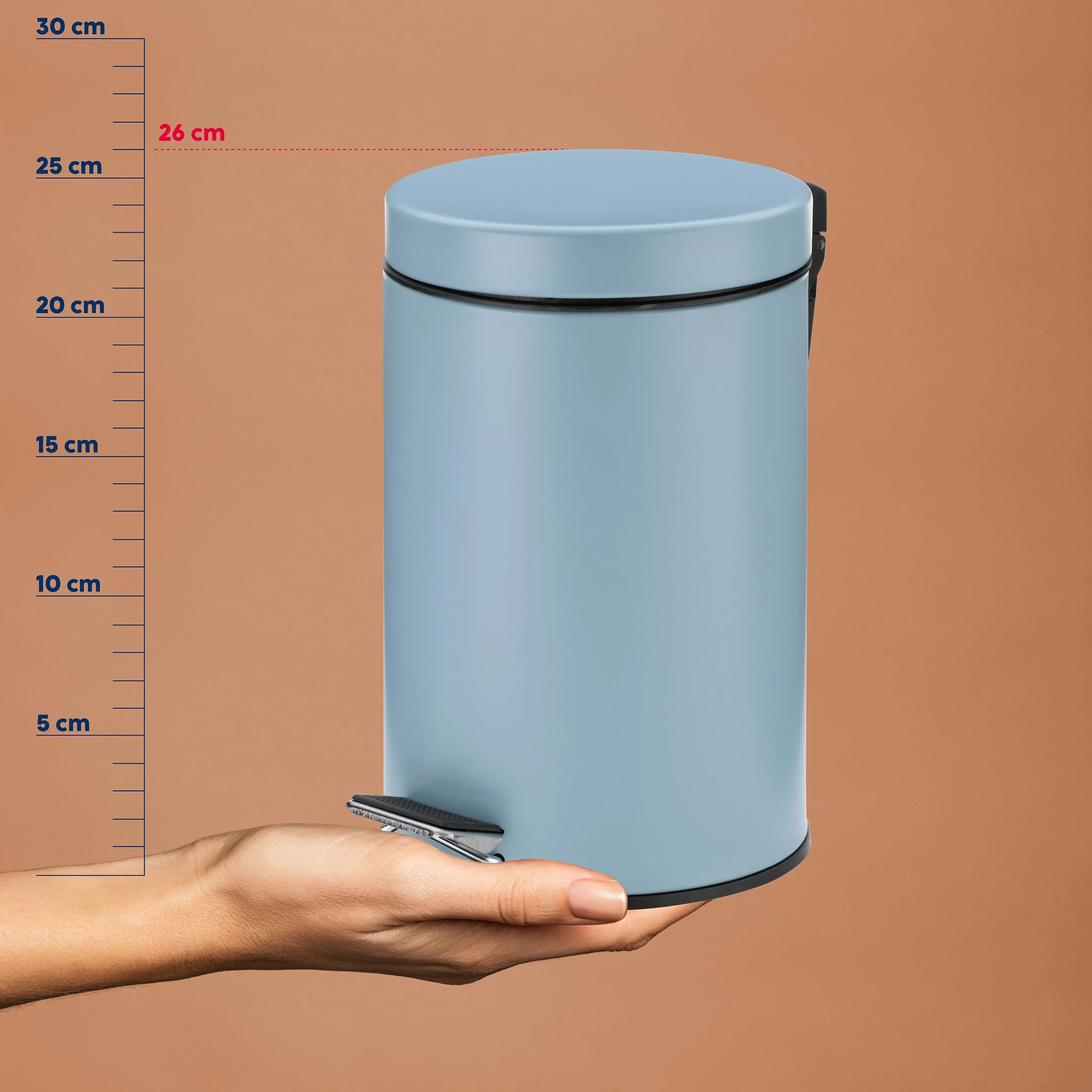 Cubo de basura con pedal MONACO azul hielo mate 3 l para baño
