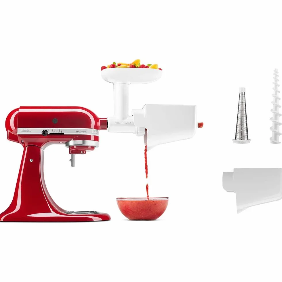 KitchenAid Set Accesorio Picadora y Colador de Verduras para Robots de Cocina, Pica Carne y Verduras, Prepara Mermeladas, Salsas y Papillas