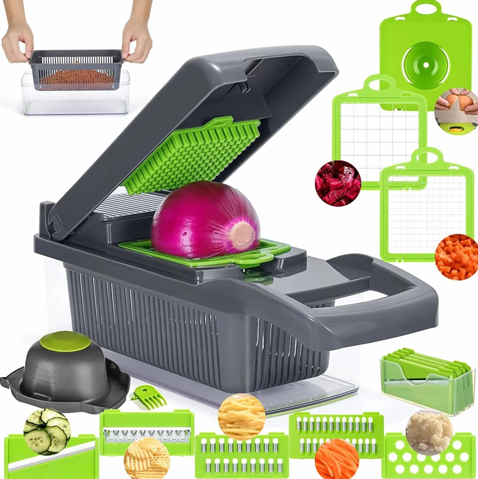Cortador Verduras Multifuncional Cocina, Máquina Cortar Cubitos Frutas, Rebanadora Mandolina Multifuncional, Zanahoria, Patata, Tomate, Fruta, Ensalada