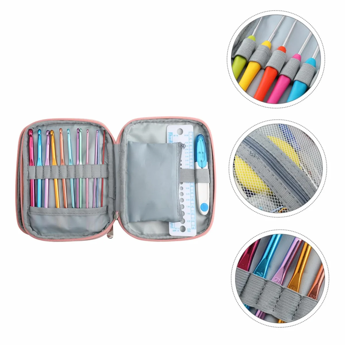 STOBOK Kit Ganchillos Crochet 30 Agujas Herramientas Para Tejer Con Hebillas y Agujas De Diferentes Tamaños