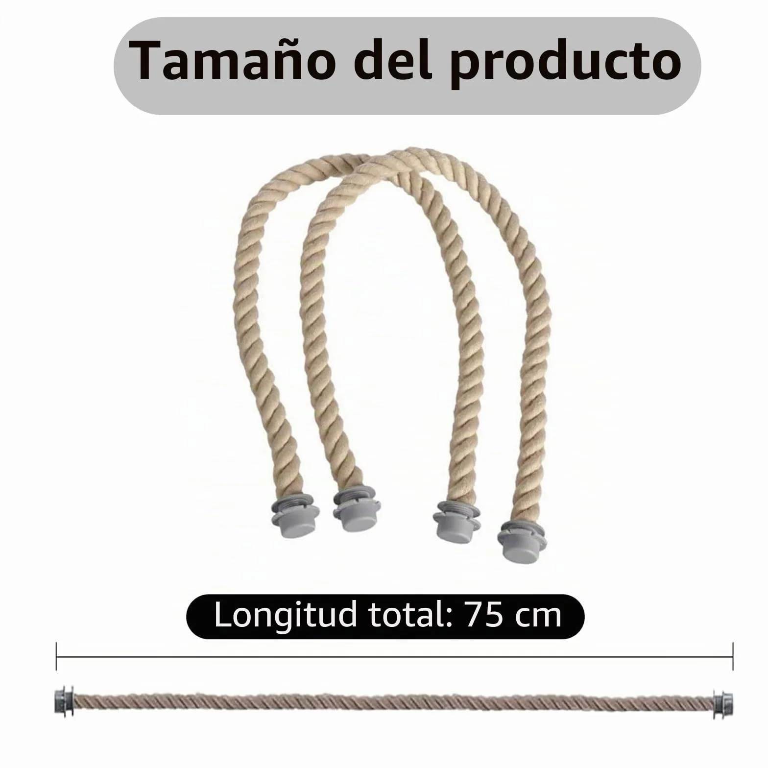 Asas para Bolsos Trenzado Cuerda, 2 Piezas Reemplazo para Bolsa de Playa, Accesorios de Obag