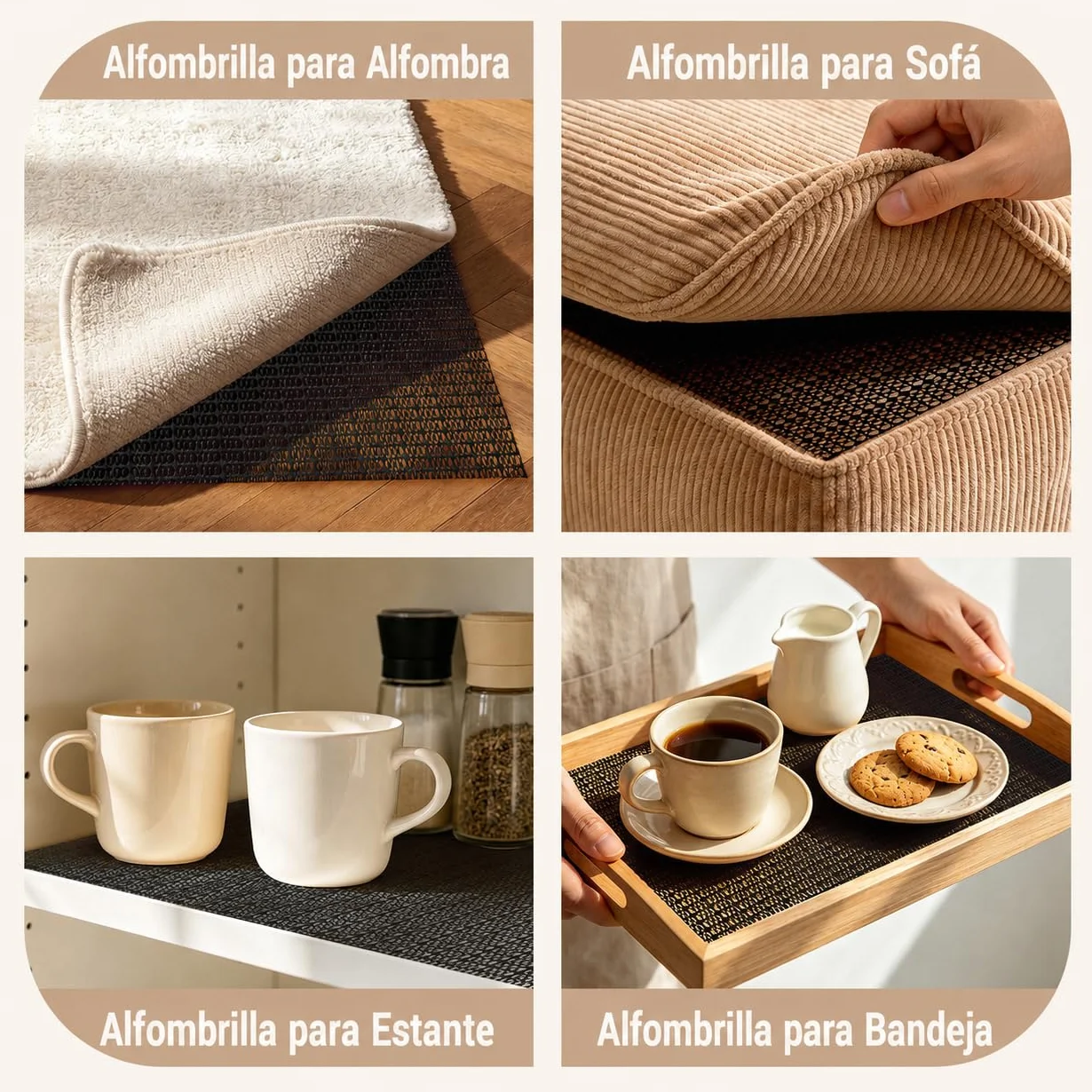 Alfombra Antideslizante PVC Recortable 160x220cm Multiusos Universal Negro