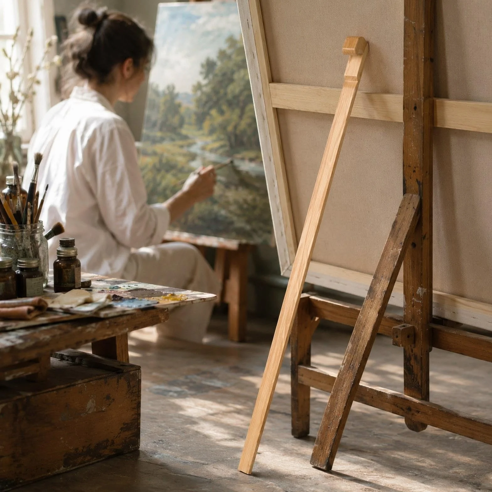 Soporte de Mano de Madera para Pintor, Varilla de Apoyo para Dibujo con Construcción de Madera Confiable Y Gancho Innovador, Adecuado para Pintura Al