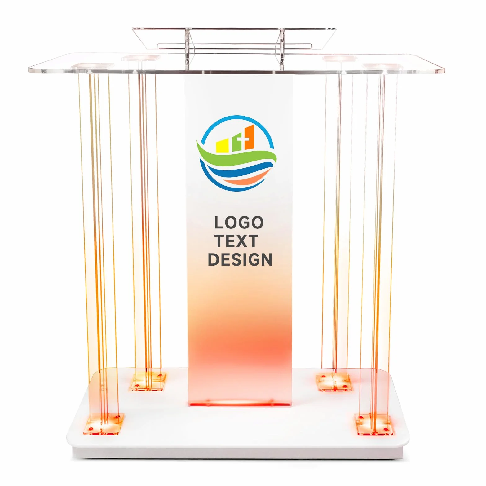 Púlpito de iglesia, 118,5cm Atril acrílico transparente con ruedas, Atril cilíndrico atril transparente con plataforma de lectura vertical para iglesias,118,5cm x 90cm x 45 cm (1, Personalizado A)