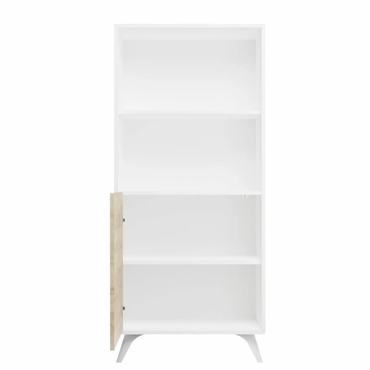 amuéblate Online - Mueble Bar para Salón o Comedor, Modelo Lotus, Práctico y Funcional, Color Blanco-Roble, Fácil de Montar, Medidas: 60 cm (Ancho) x 135 cm (Alto) x 39,6 cm (Fondo)