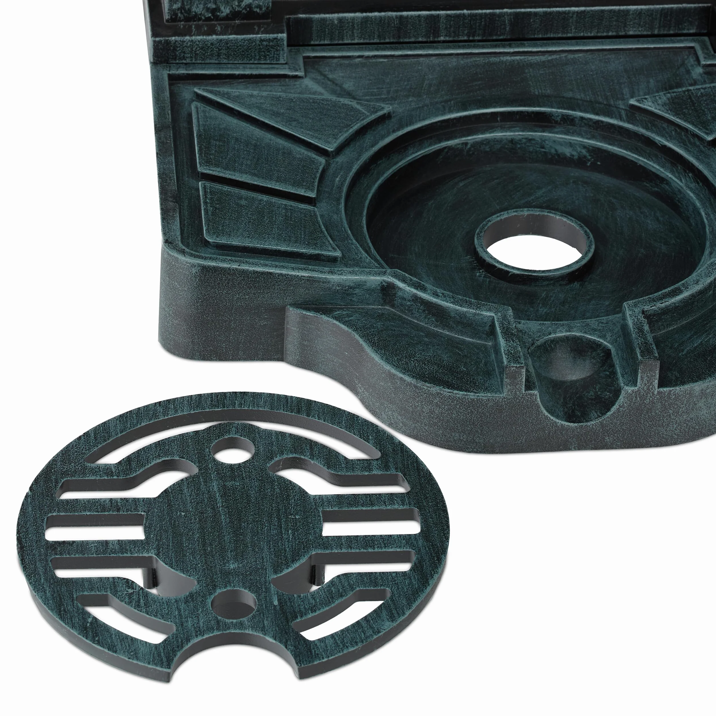 Relaxdays Fuente de Pie Antiguo con Ángel, Grifo y Lavabo 83 x 39 x 33 cm, Fuente Jardín Gris/Verde