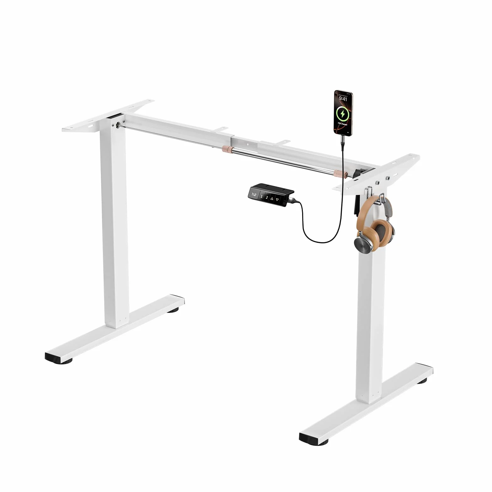 buybyroom Patas Escritorio Elevable, Estructura Mesa Elevable sin Interfaz de Escritorio, con Acero de Alta Resistencia, con USB y Panel Inteligente de Memoria (Sin Panel de Escritorio)