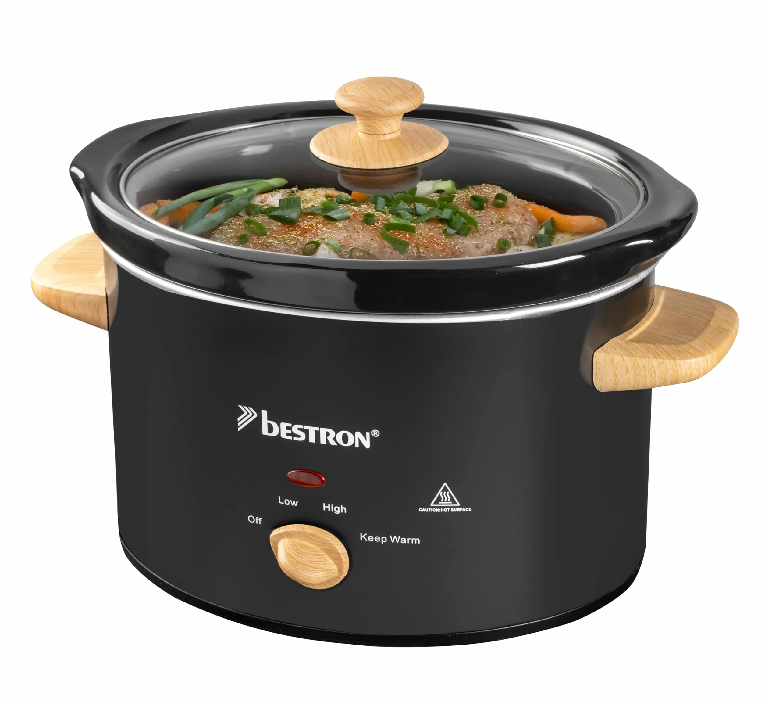 Bestron Olla de Cocción Lenta 3.5L cacerola cerámica tapa vidrio termostato 3 niveles Negro