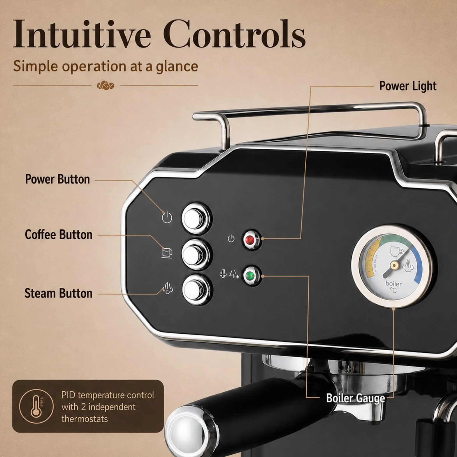Cafetera Espresso De 15 Bares, Máquina Automática Con Vaporizador Para Espumar Leche, Cafetera De Alta Presión Para Cappuccino Y Latte, 850 W, Ideal Para El Hogar Y La Oficina