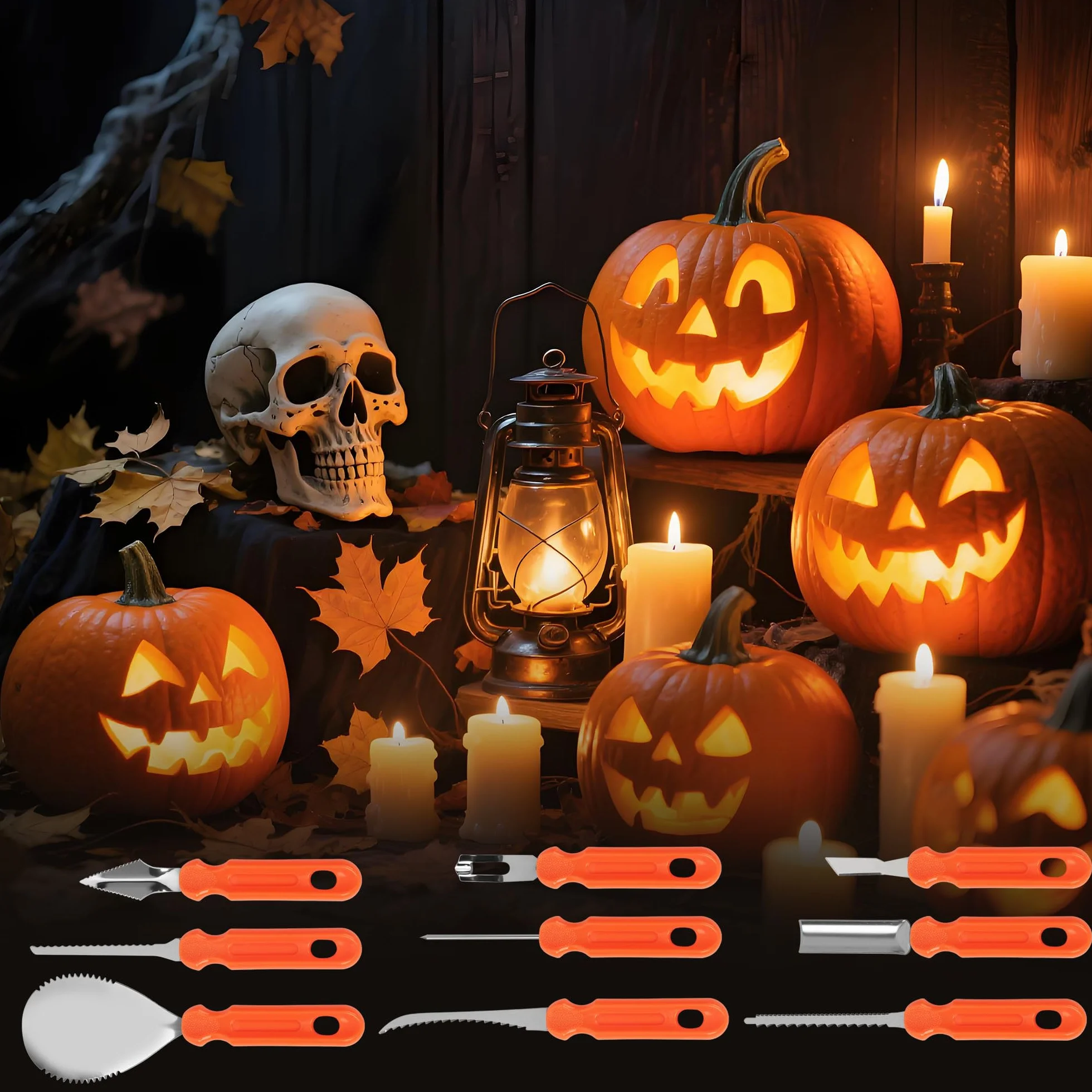 Halloween Pumpkin Carving Kit 20 Pieces con Plantillas para Tallar Calabazas