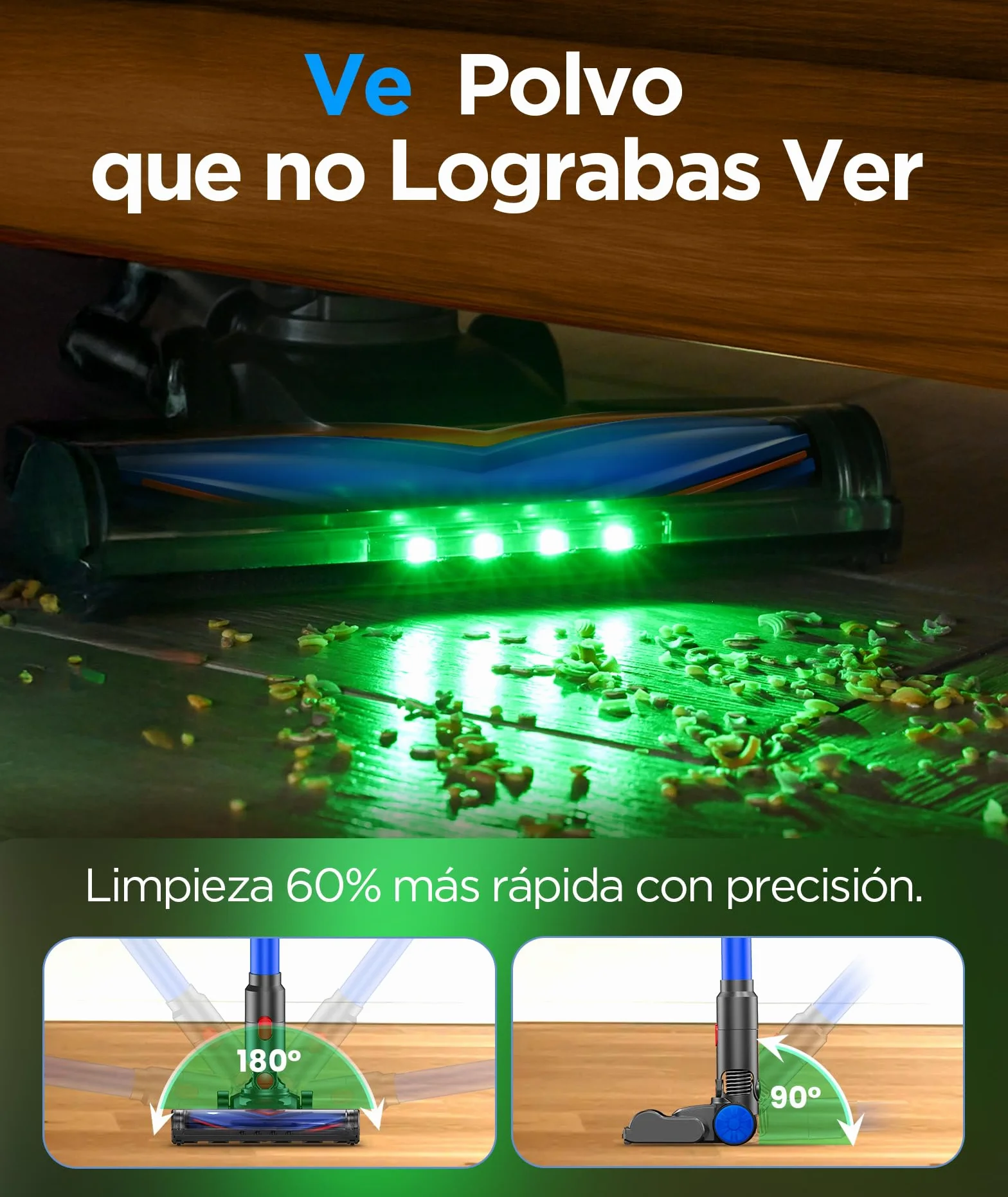 VersLife Aspiradora sin Cable 40KPA 500W Z8 Escoba Inalámbrica con Pantalla LED 45 Min Autonomía
