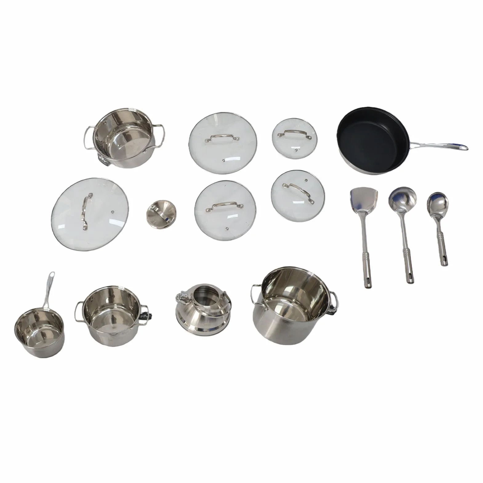 Juego de Utensilios de Cocina de Inducción de Acero Inoxidable, Ollas Duraderas para Cocinar en la Cocina, Solución Completa para Chefs Caseros y Principiantes, Juego de 12 Piezas para
