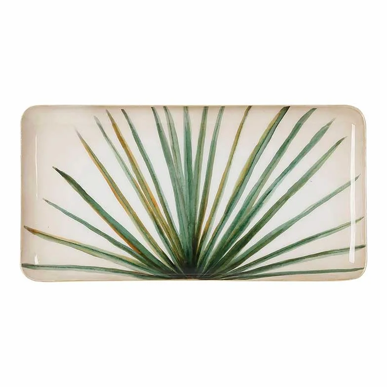 Bandeja Palmera Verde y Dorada 31x16x31cm