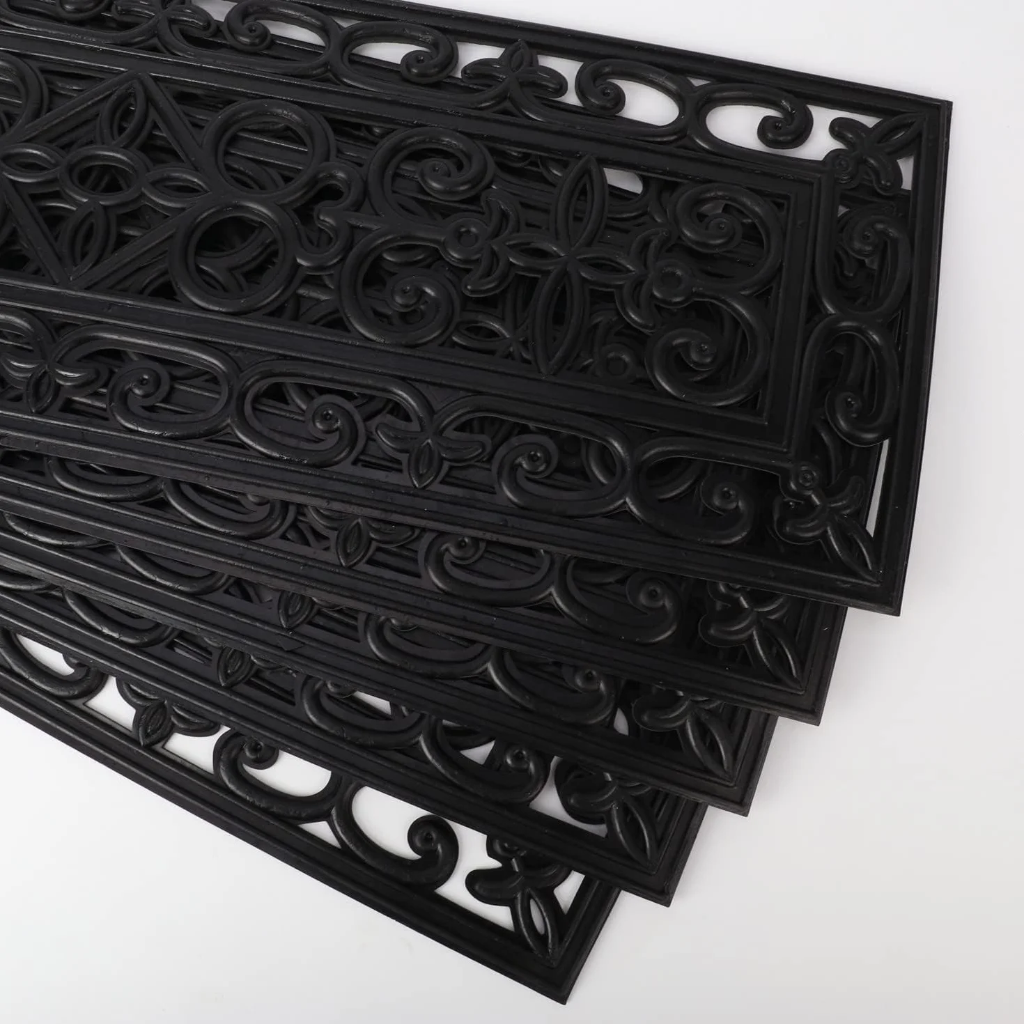 uyoyous Alfombrillas de goma para escaleras (paquete de 5) almohadillas de goma forjada para escalones de diseño antideslizante, alfombrillas protectoras de escalera para interiores y exteriores, 75 x