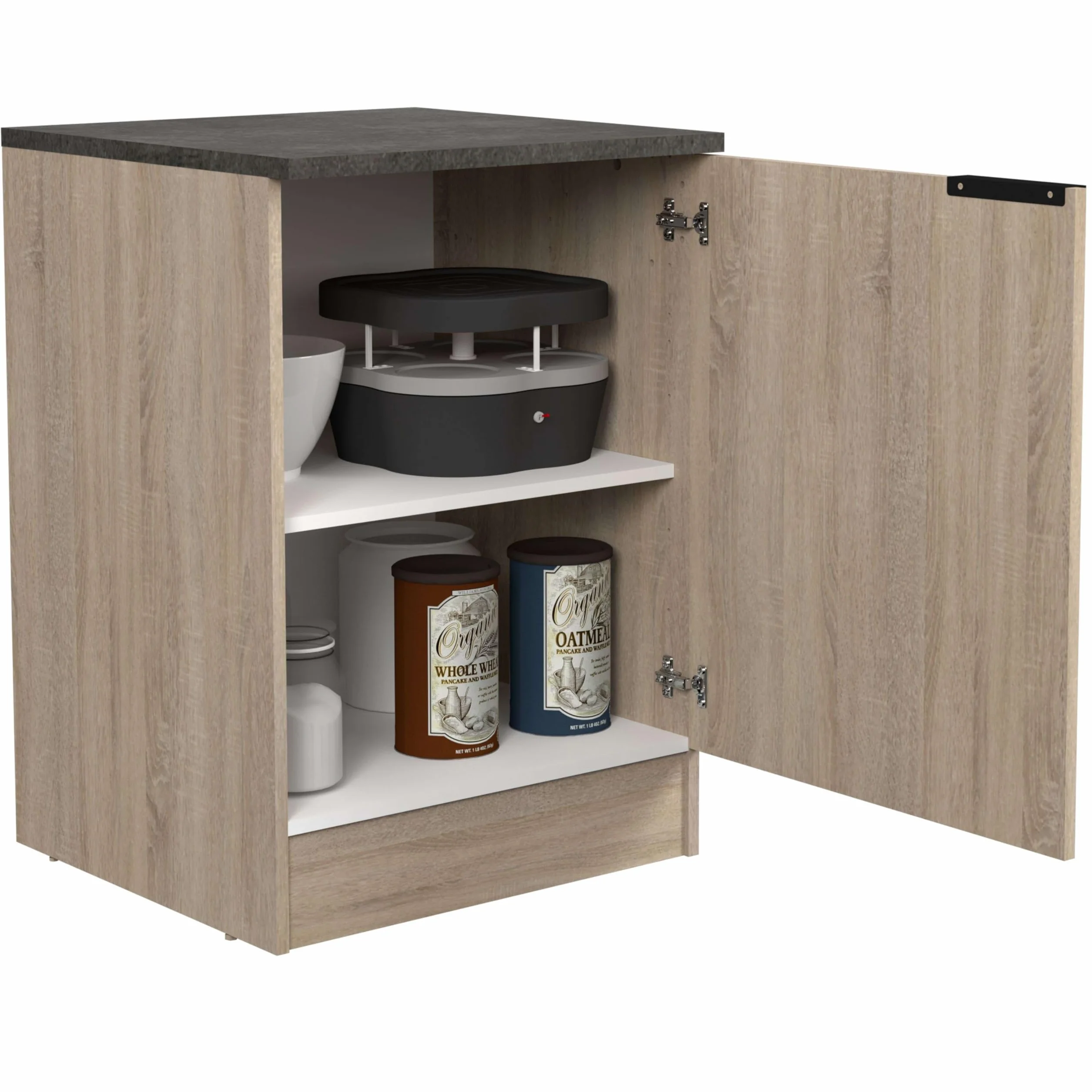 Miroytengo Módulo Cocina Inferior Arko Estilo Industrial en Color Roble Áspero y Negro con 1 Puerta y 1 Estante Interno 60x60x86 cm