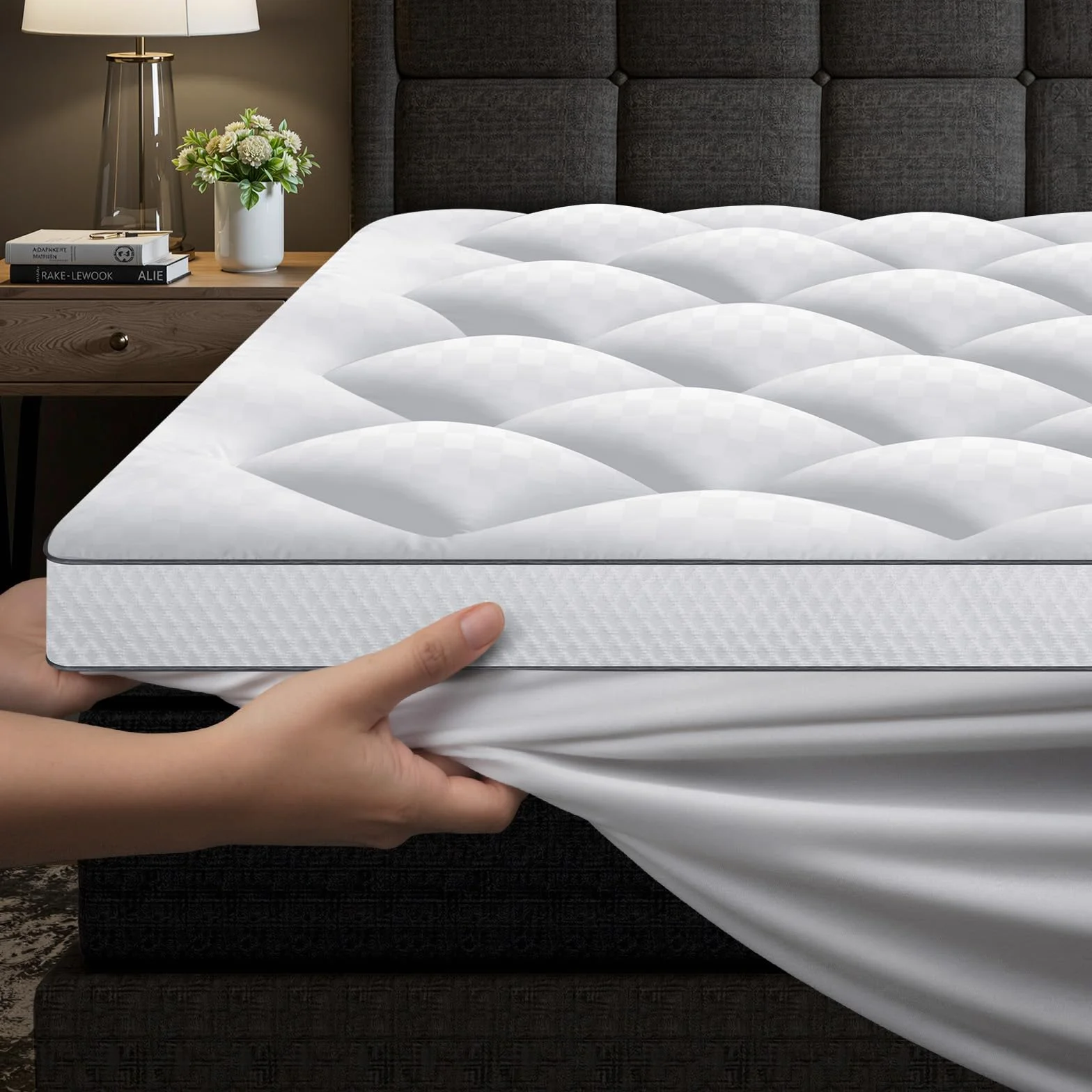 3D Topper 90x200cm Topper Viscoelastico in Granuli di Schiuma 500GSM Sobrecolchon Cubre Colchón Protector de Colchón Suave y cómodo