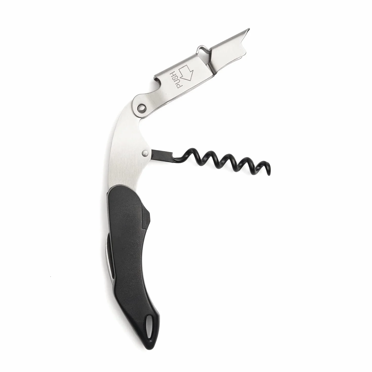 Sacacorchos Camarero Profesional XPERT Negro Acero Inoxidable Doble Apoyo Articulado Abrebotellas