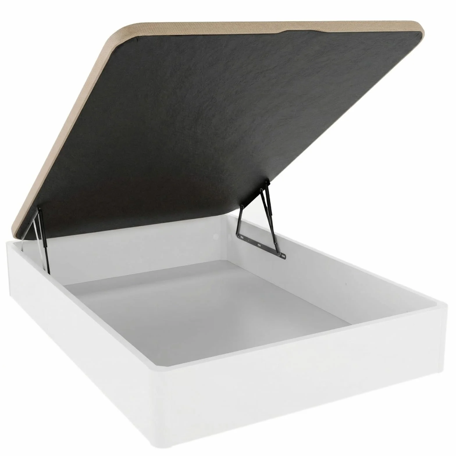 DUÉRMETE ONLINE - Canapé Abatible 135x190 cm Blanco, Gran Capacidad de Almacenaje, Estructura Súper Reforzada, Tapa 3D Transpirable, Incluye Subida a Domicilio