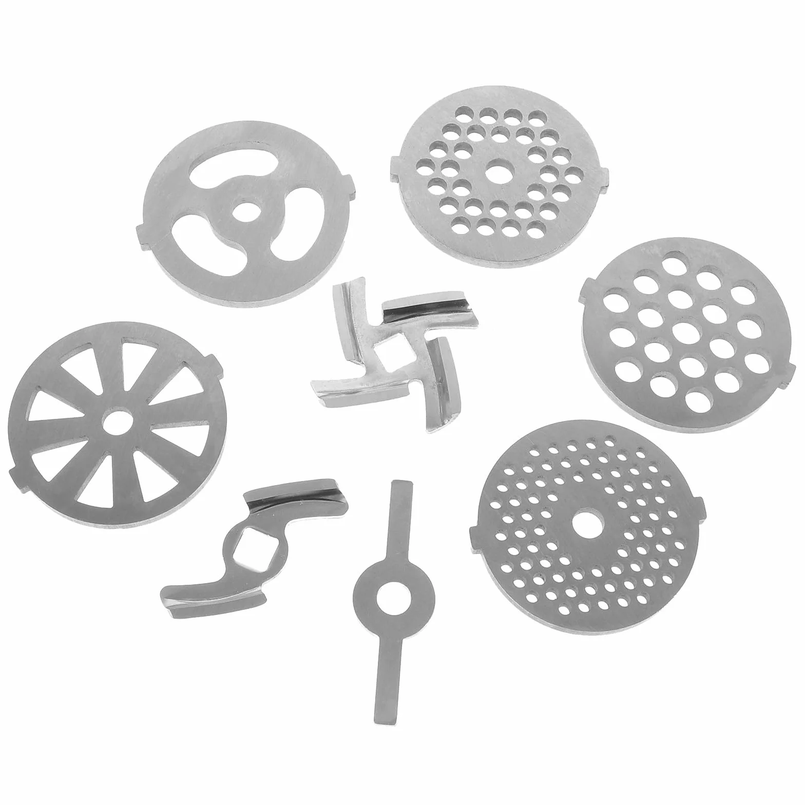 Cuchillas para Picadora de Carne 8 Piezas de Acero Inoxidable Placas de Corte Redondas 7mm y Cuadradas 8.3mm Accesorio para Picadora Casera Repuesto para Máquina de Moler Carne